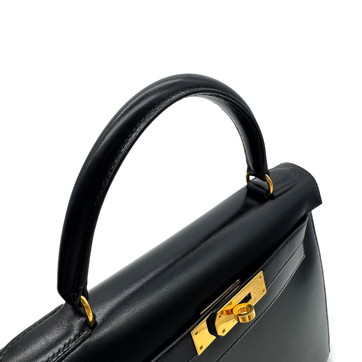 HERMES KELLY 28 SELLIER BLACK BOXCALF HAND SHOULDER BAG 〇X GHW 90304697 - PURPOSE