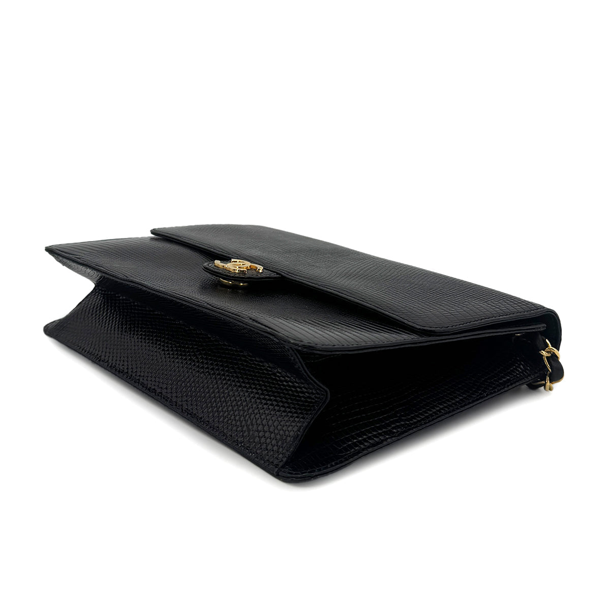 CHANEL VINTAGE CHAIN SHOULDER BAG BLACK LIZARD 90304712