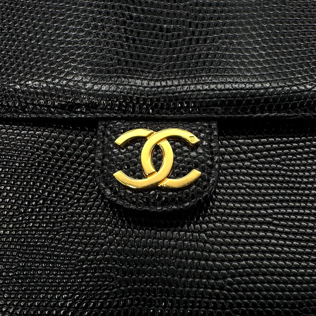 CHANEL VINTAGE CHAIN SHOULDER BAG BLACK LIZARD 90304712
