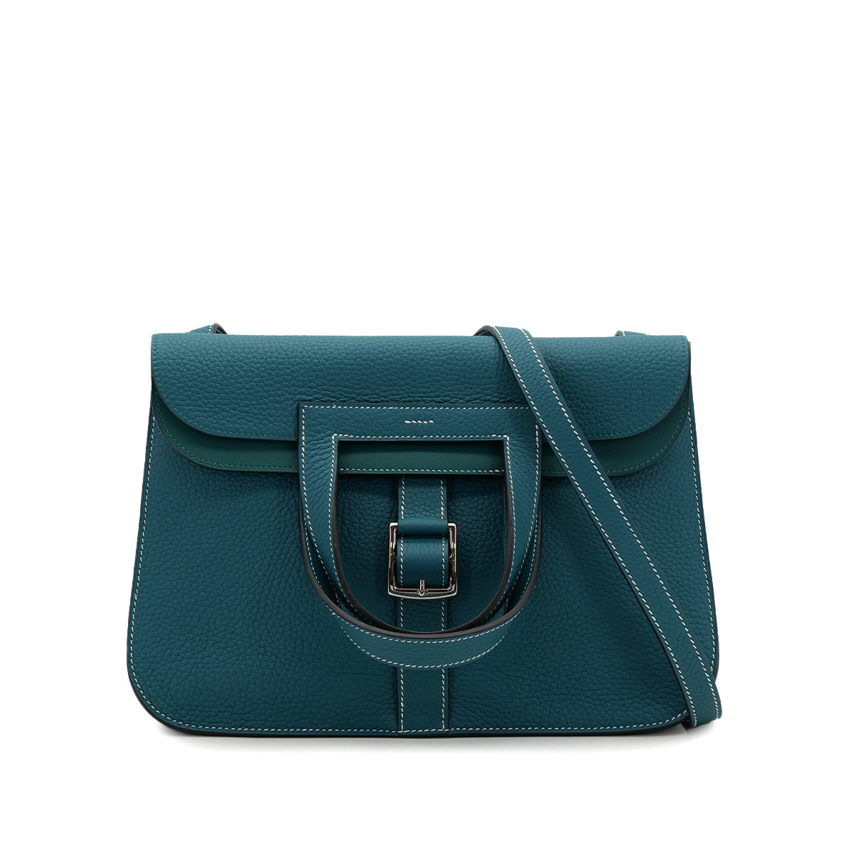 HERMES HALZAN 31 VERT BOSPHORE TAURILLON CLEMENCE HAND SHOULDER