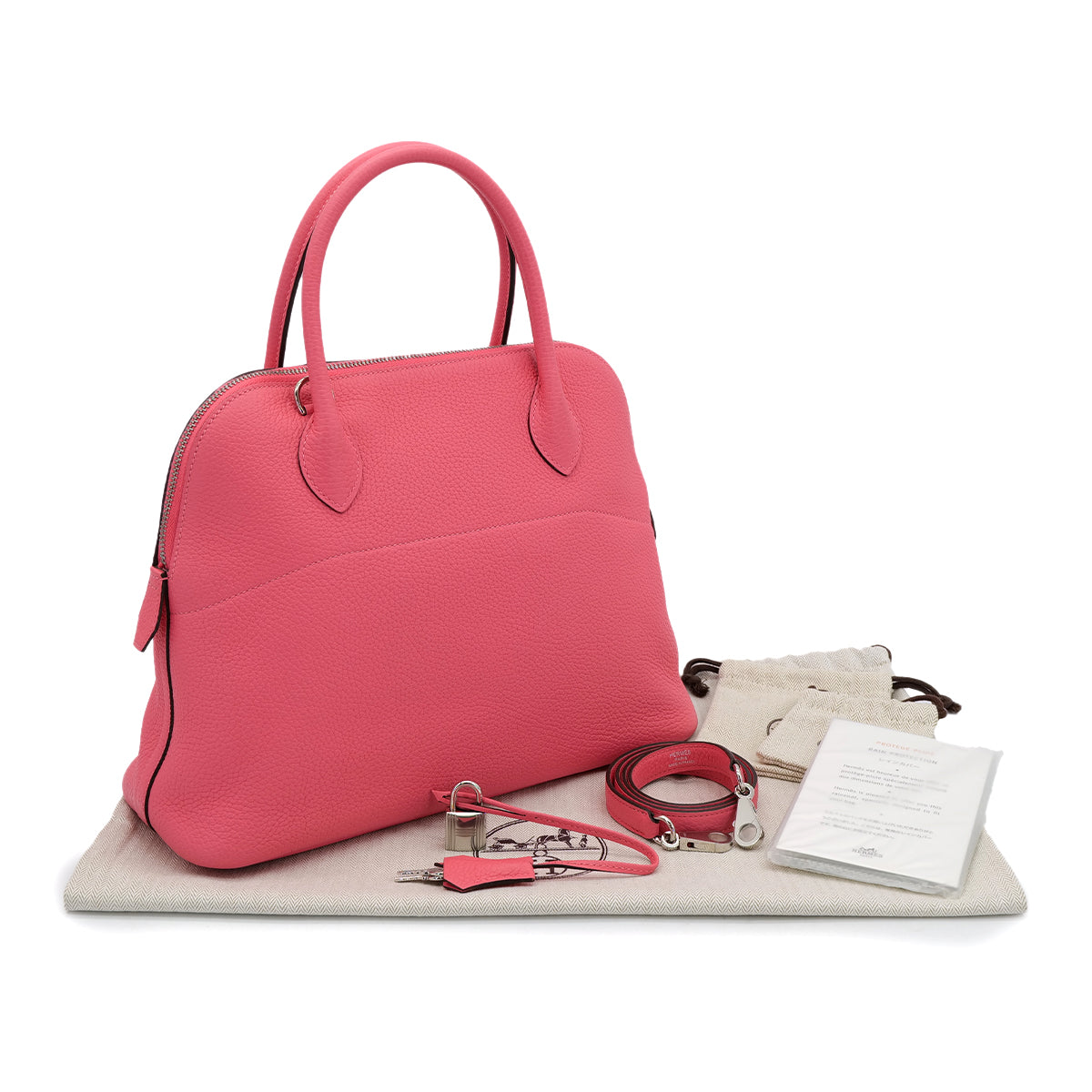 HERMES BOLIDE 31 ROSE AZALEE TAURILLON CLEMENCE HAND SHOULDER BAG Y 90304770