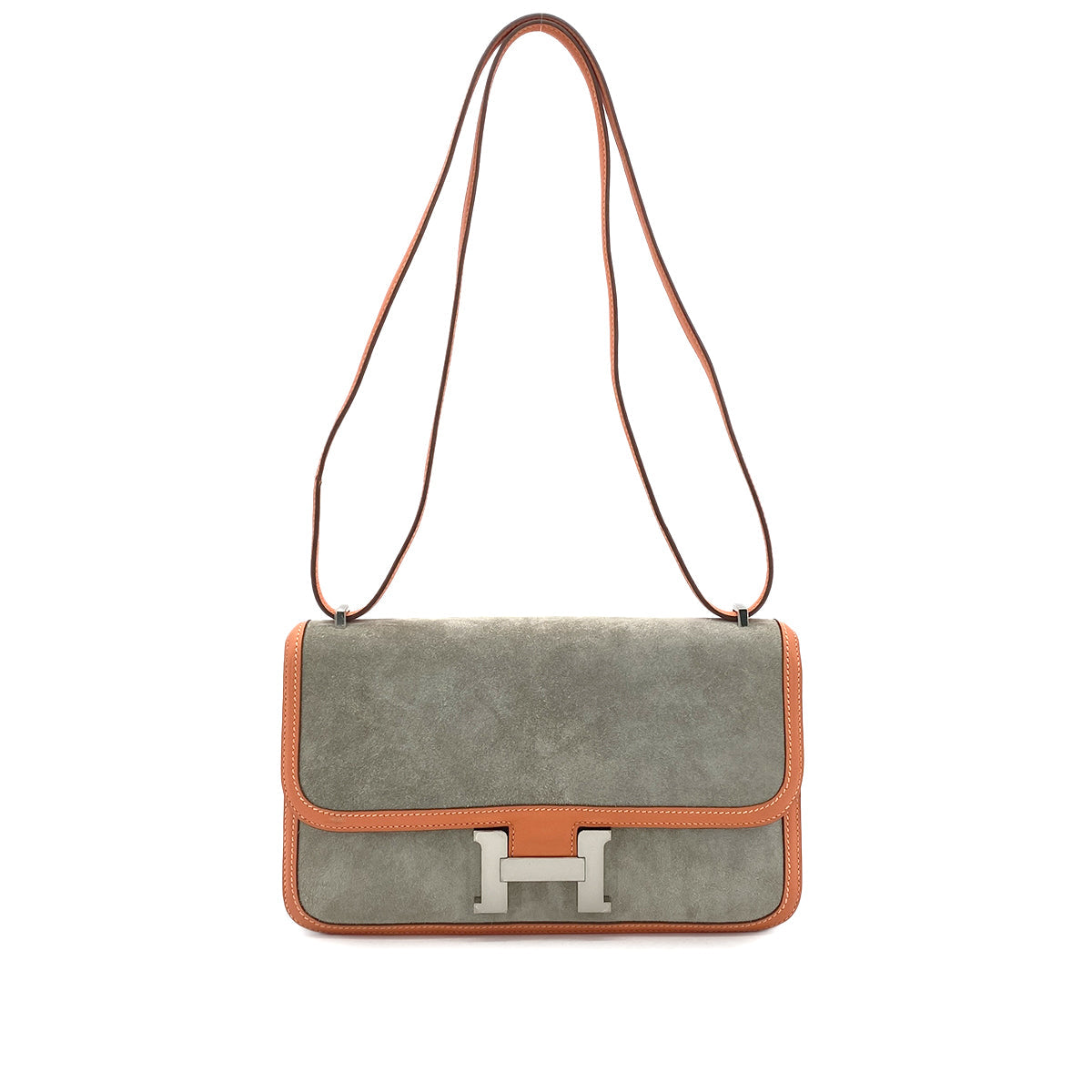 HERMES CONSTANCE ELAN GRIS PERLE CREVETTE DEBRIS SWIFT SHOULDER BAG □Q PHW 90304915