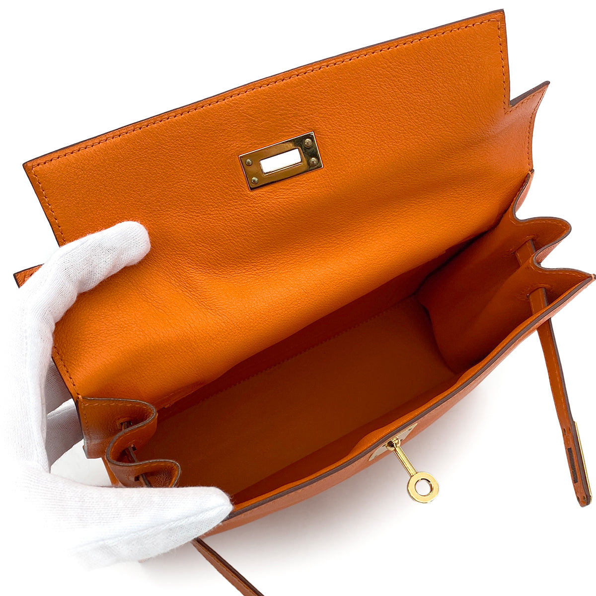 HERMES KELLY DANCE ORANGE VEAU SWIFT SHOULDER BAG □K GHW 90304918