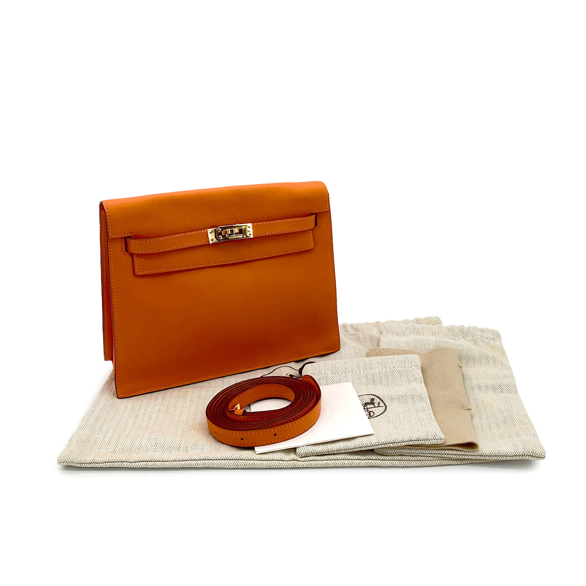 HERMES KELLY DANCE ORANGE VEAU SWIFT SHOULDER BAG □K GHW 90304918