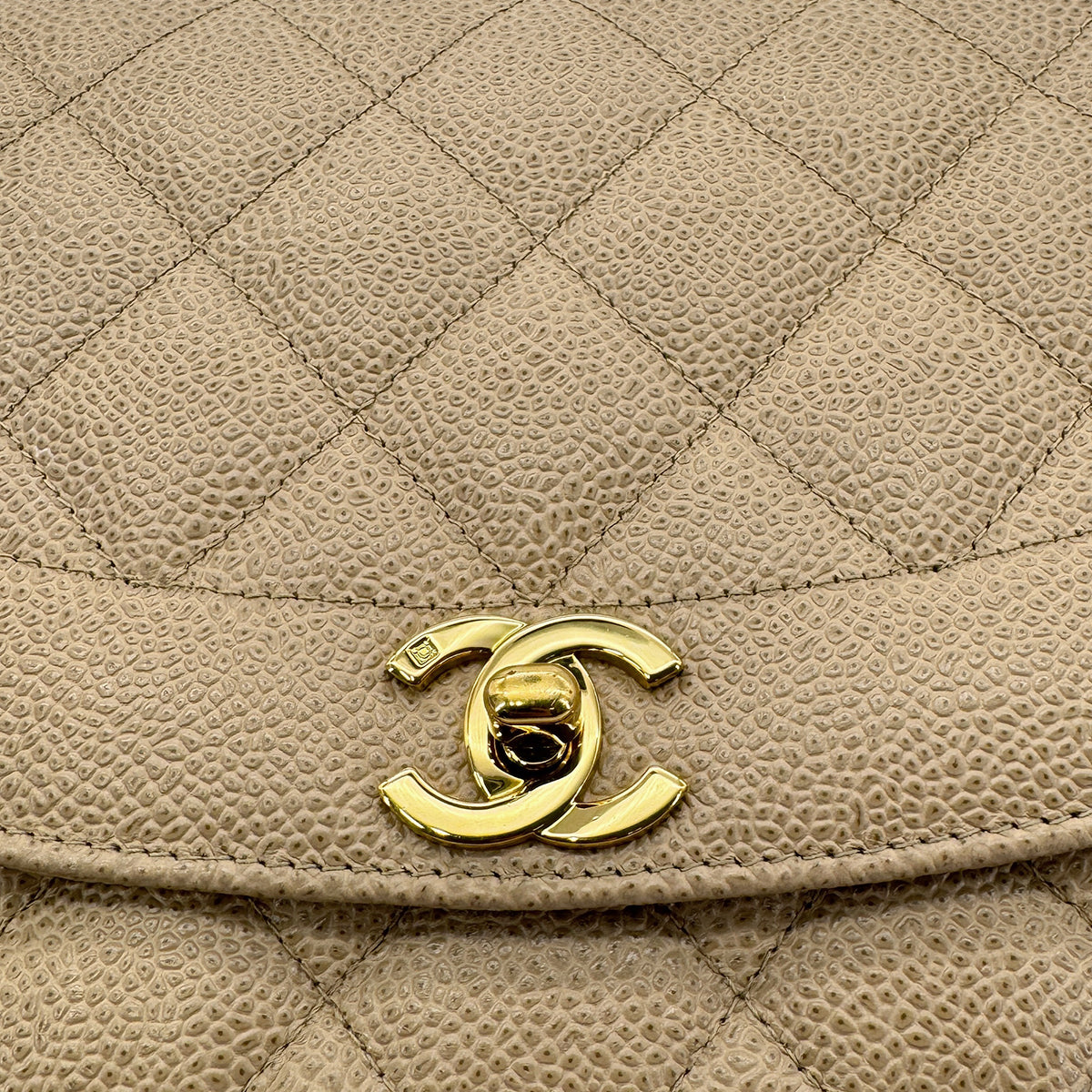 CHANEL VINTAGE DIANA MEDIUM CHAIN SHOULDER BAG BEIGE CAVIAR SKIN 90304980