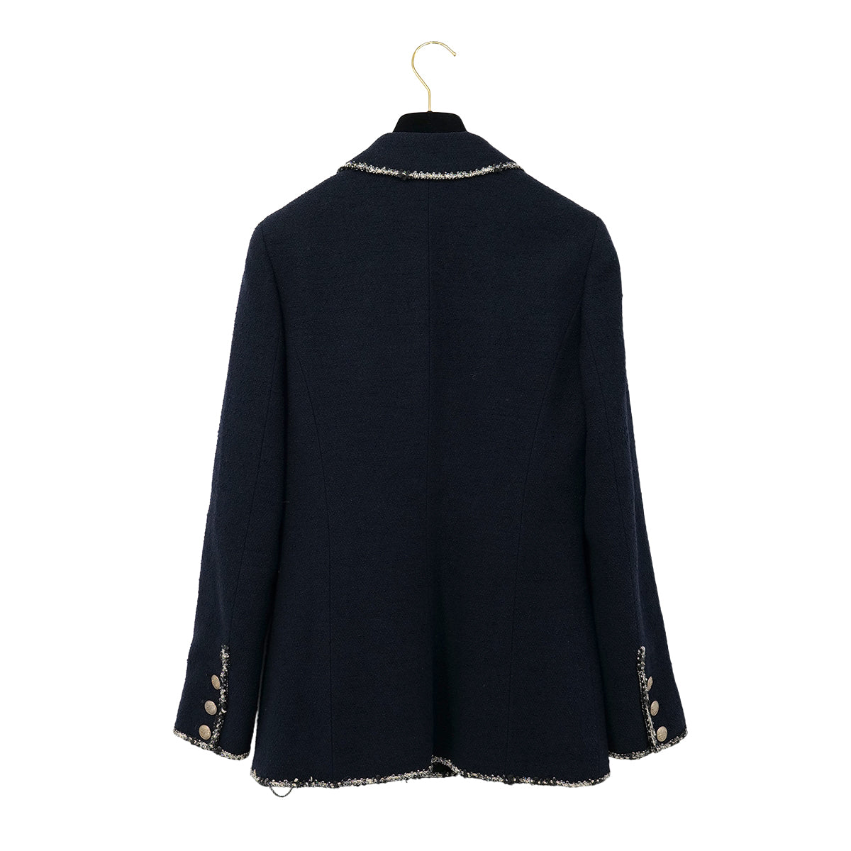 CHANEL COCO BUTTON NO5 TWEED JACKET NAVY WOOL 38 05C RTW 90305049