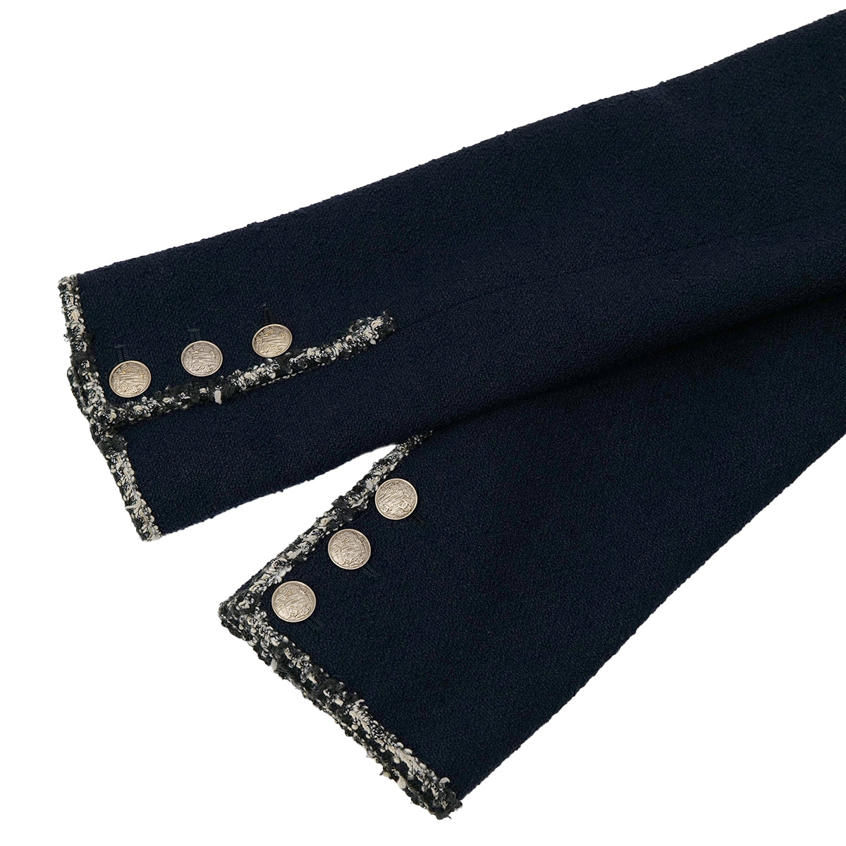 CHANEL COCO BUTTON NO5 TWEED JACKET NAVY WOOL 38 05C RTW 90305049