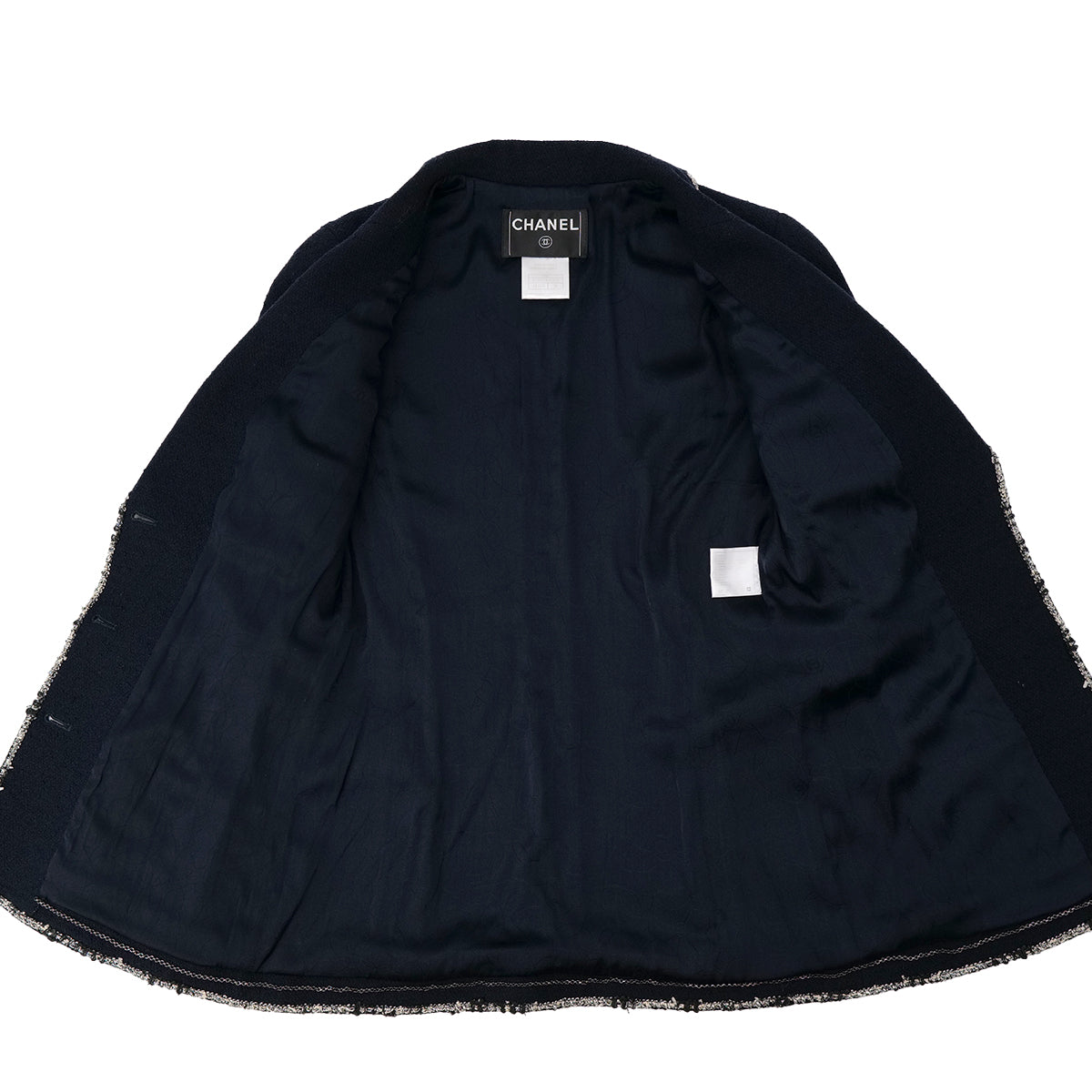CHANEL COCO BUTTON NO5 TWEED JACKET NAVY WOOL 38 05C RTW 90305049