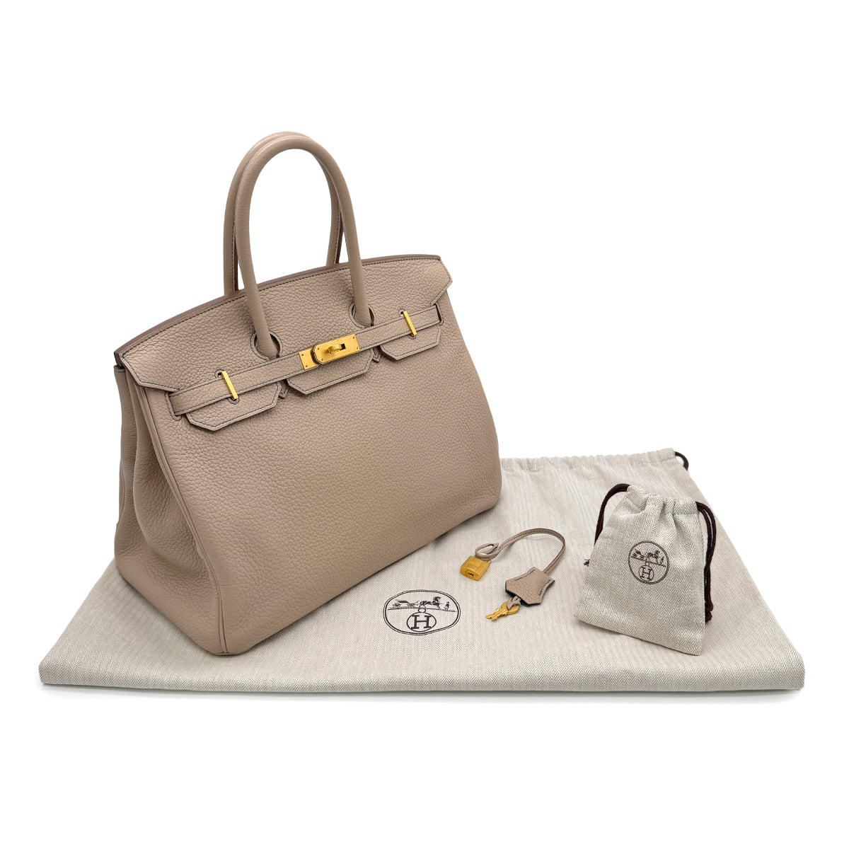 HERMES BIRKIN 35 VERSO ARGILE COBALT TAURILLON CLEMENCE HAND BAG □R GHW SPO 90305231