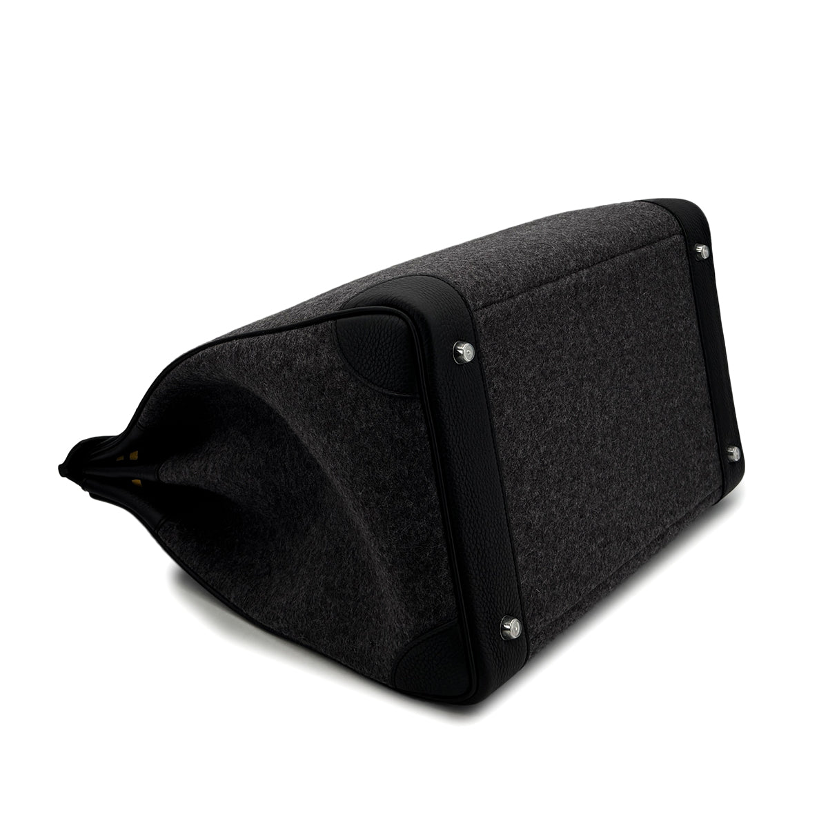 HERMES HAUT A COURROIES 40 BLACK TOGO FELT HAND BAG W PHW 90305242