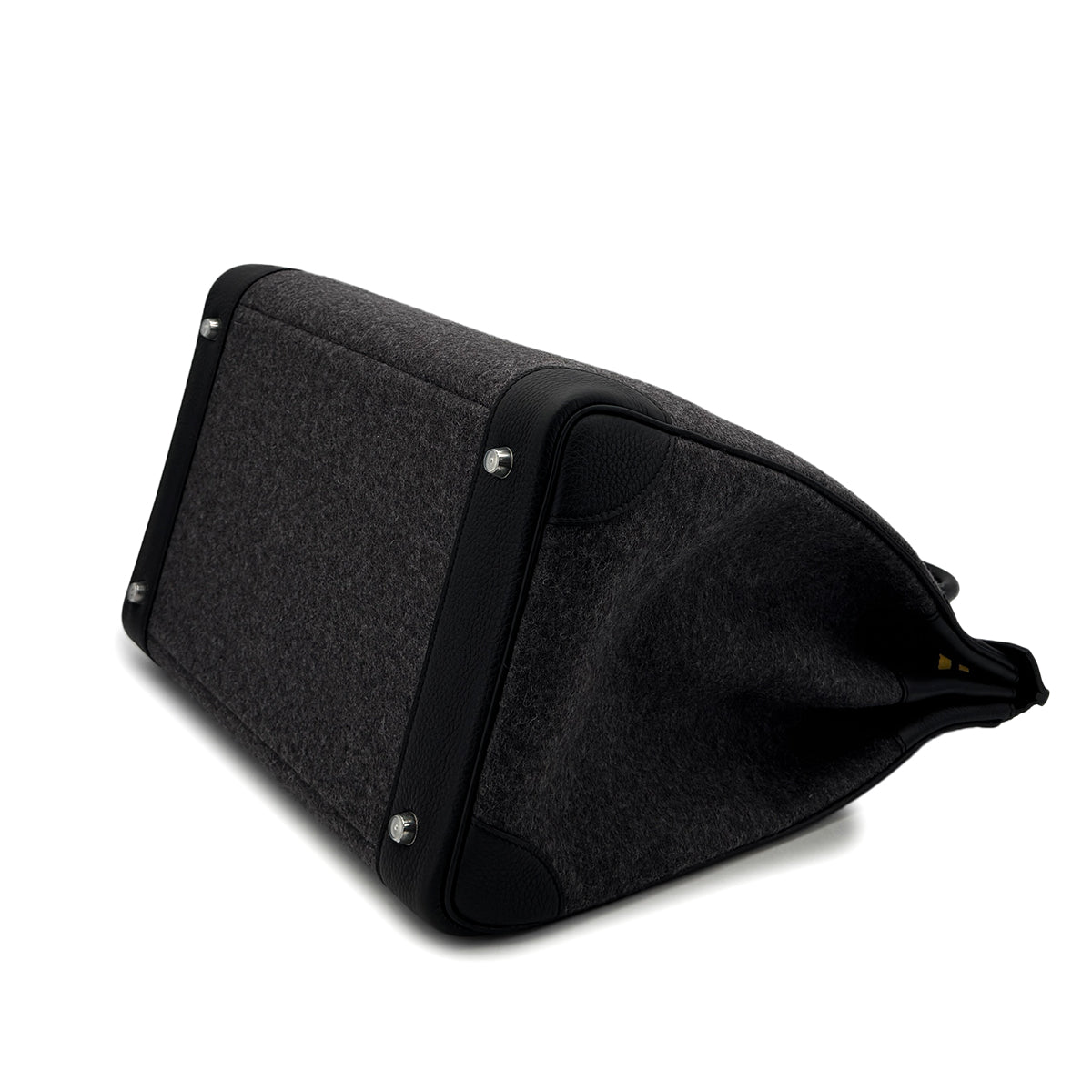 HERMES HAUT A COURROIES 40 BLACK TOGO FELT HAND BAG W PHW 90305242