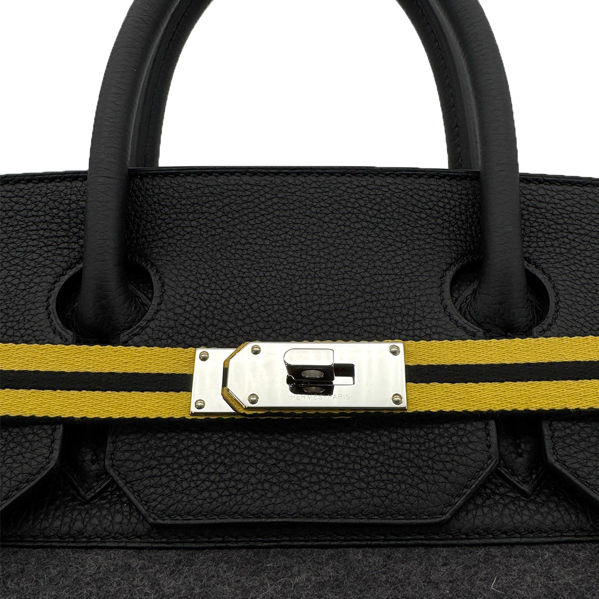 HERMES HAUT A COURROIES 40 BLACK TOGO FELT HAND BAG W PHW 90305242