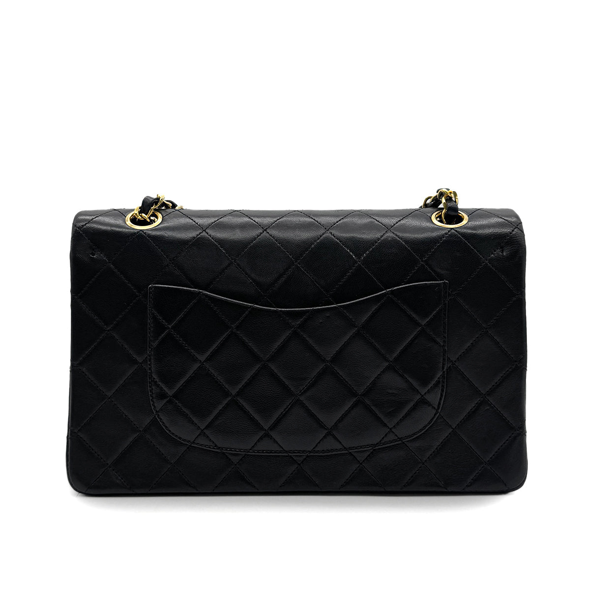 CHANEL VINTAGE CLASSIC FLAP MEDIUM CHAIN SHOULDER BAG BLACK LAMB SKIN 90305376