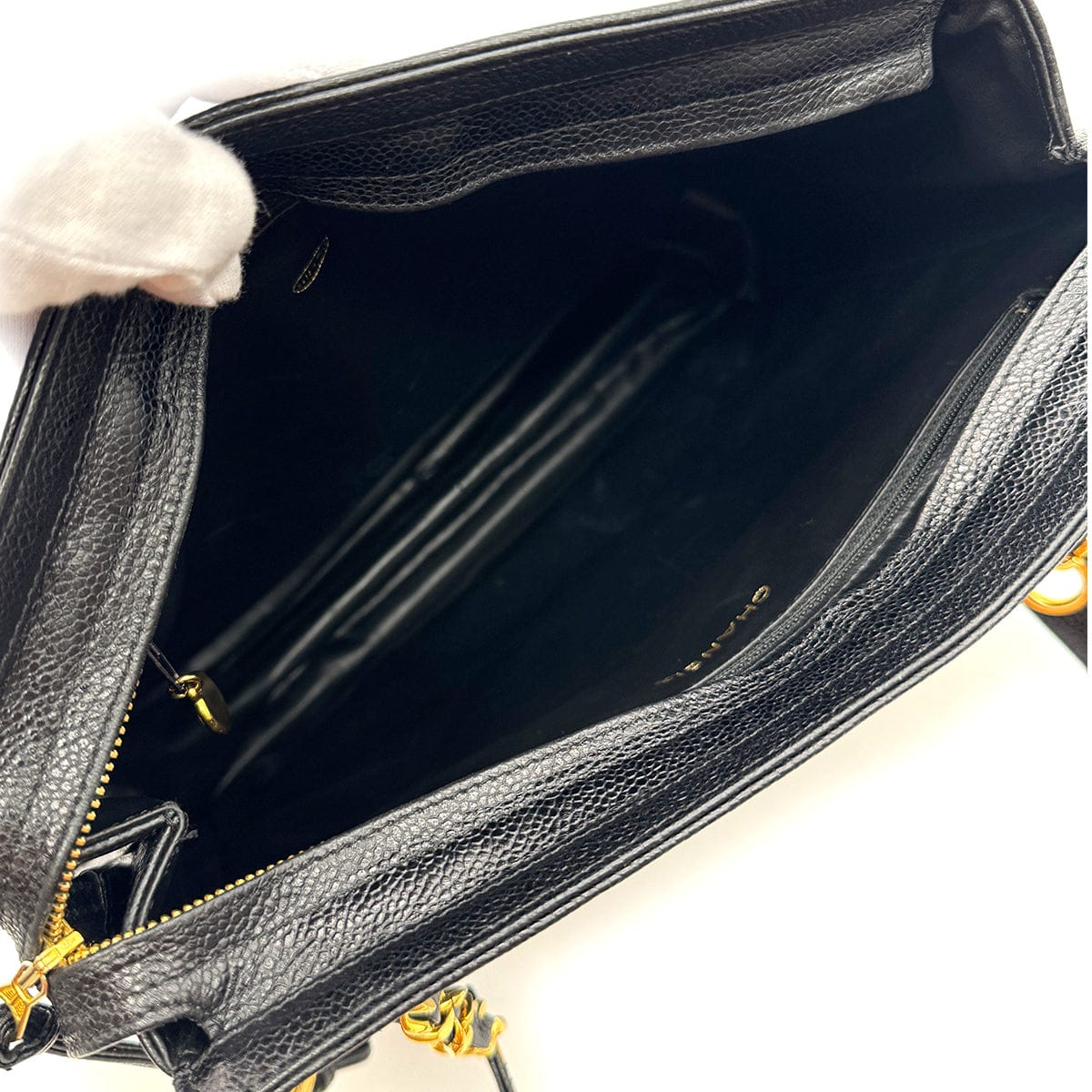 CHANEL VINTAGE TRIPLE COCO CHAIN TOTE BAG BLACK CAVIAR SKIN 90305462 - PURPOSE