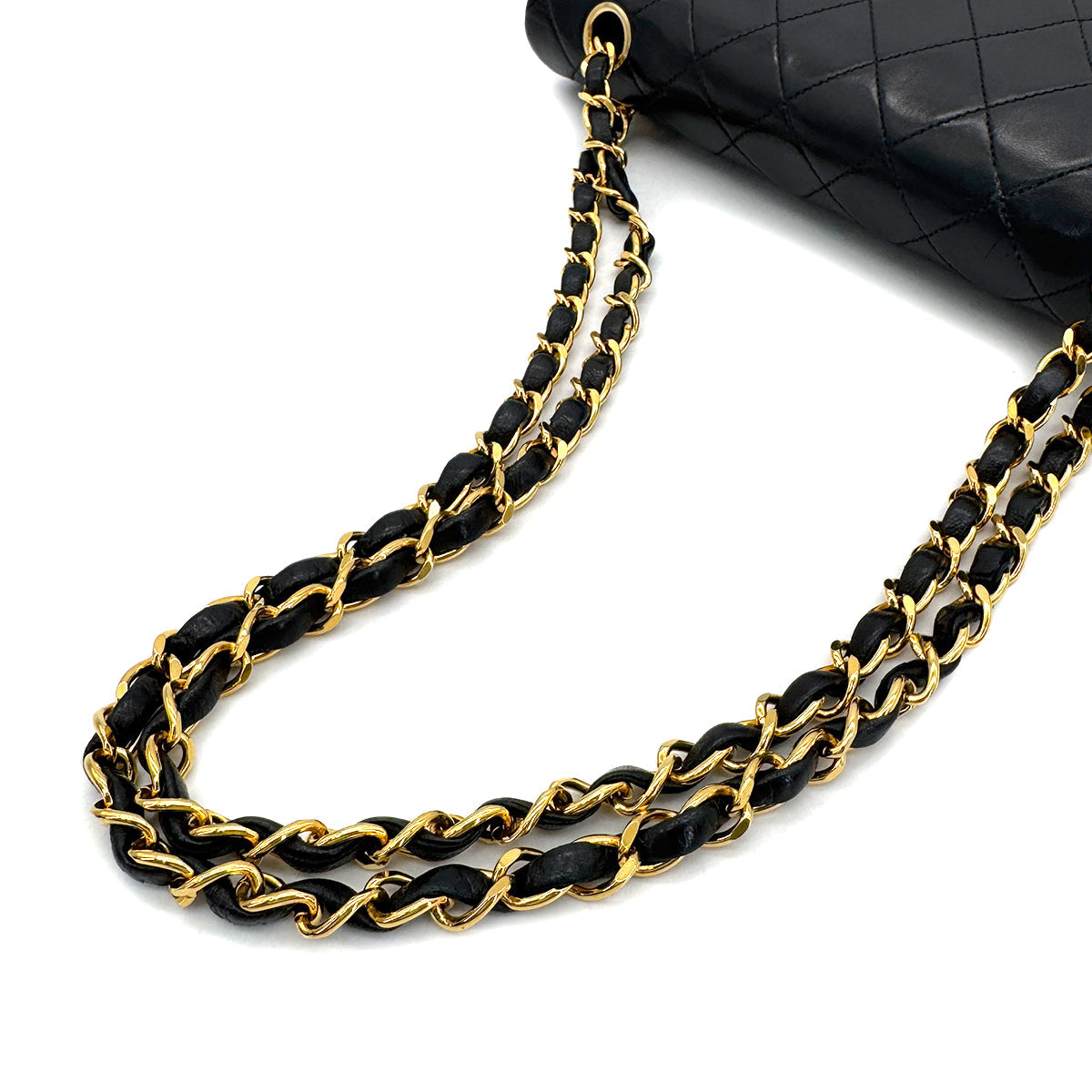 CHANEL VINTAGE CLASSIC FLAP MEDIUM CHAIN SHOULDER BAG BLACK LAMB SKIN 90305464