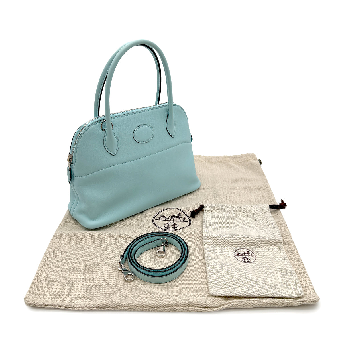 HERMES BOLIDE 27 BLEU ZEPHYR SWIFT HAND SHOULDER BAG A PHW 90305469 - PURPOSE