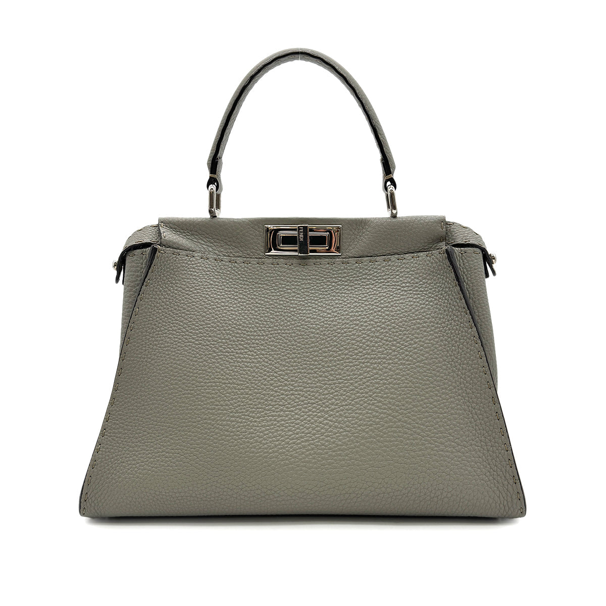 FENDI PEEKABOO REGULAR SELLERIA HAND SHOULDER BAG LEATHER GRAY 8BN226 90305473