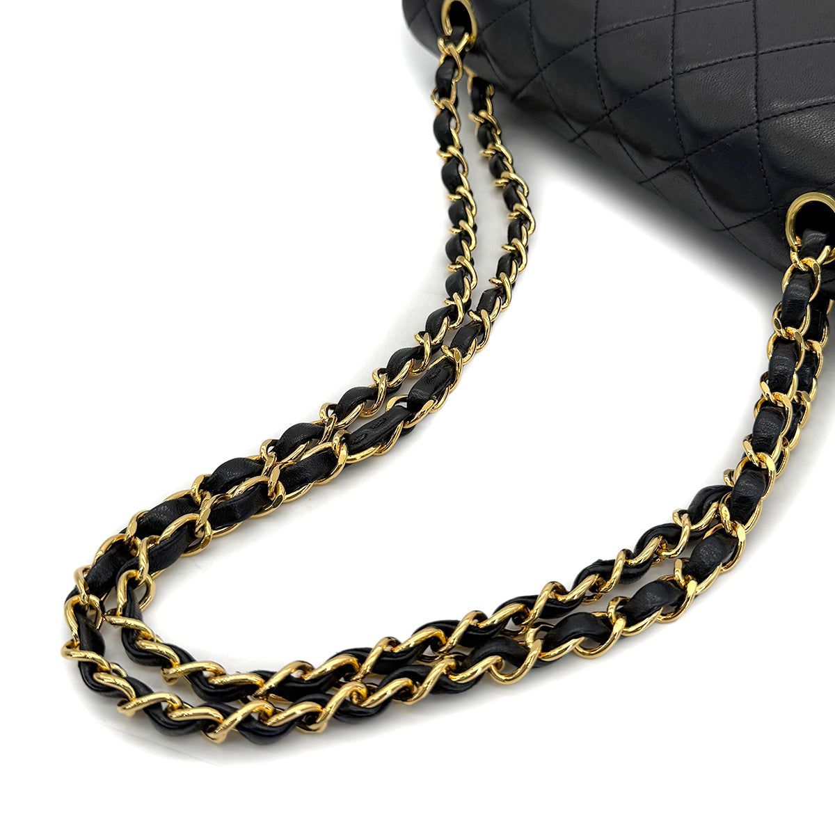 CHANEL VINTAGE CLASSIC FLAP SMALL CHAIN SHOULDER BAG BLACK LAMB SKIN 90305675