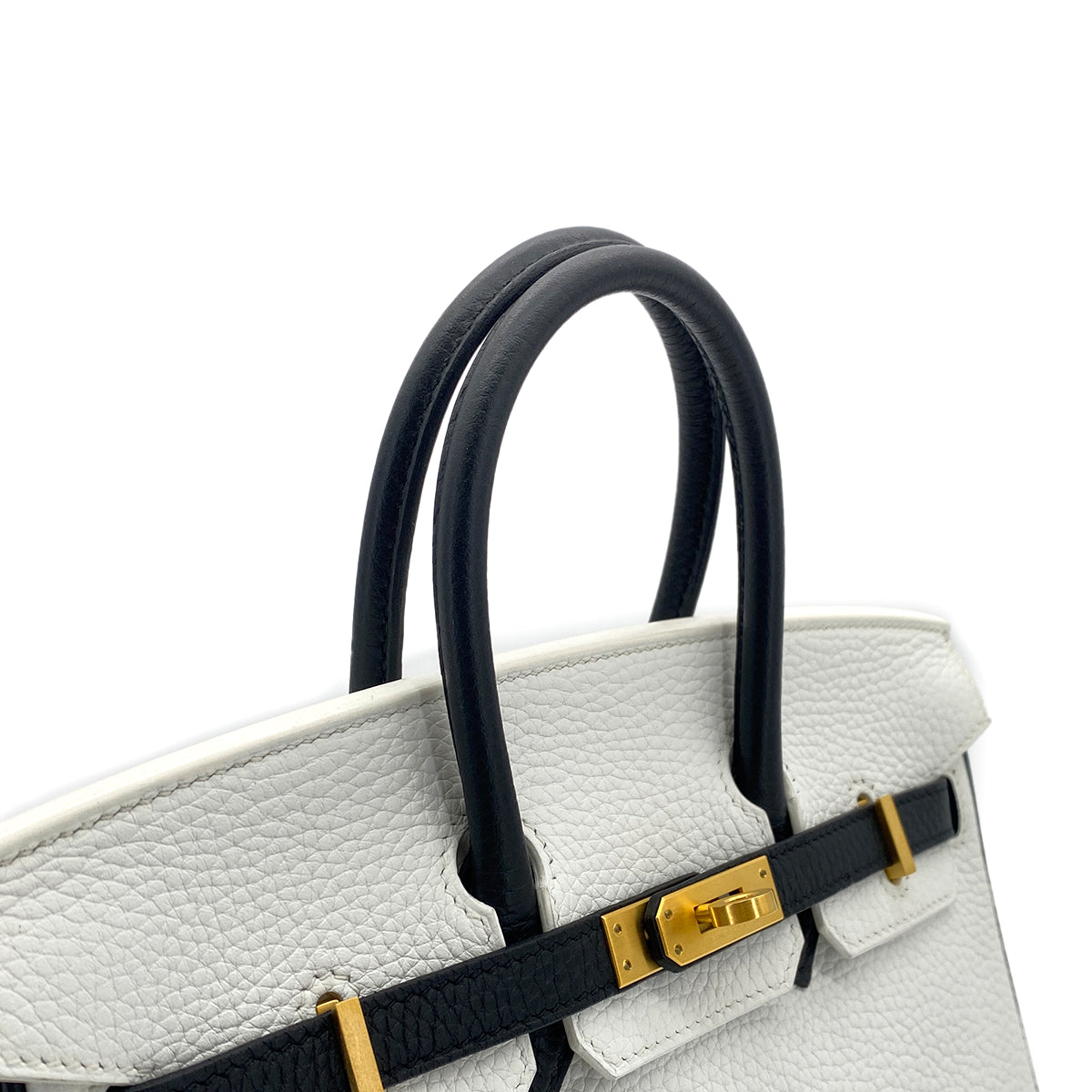 HERMES BIRKIN 25 WHITE BLACK TOGO HAND BAG Y GHW SPO 90305906