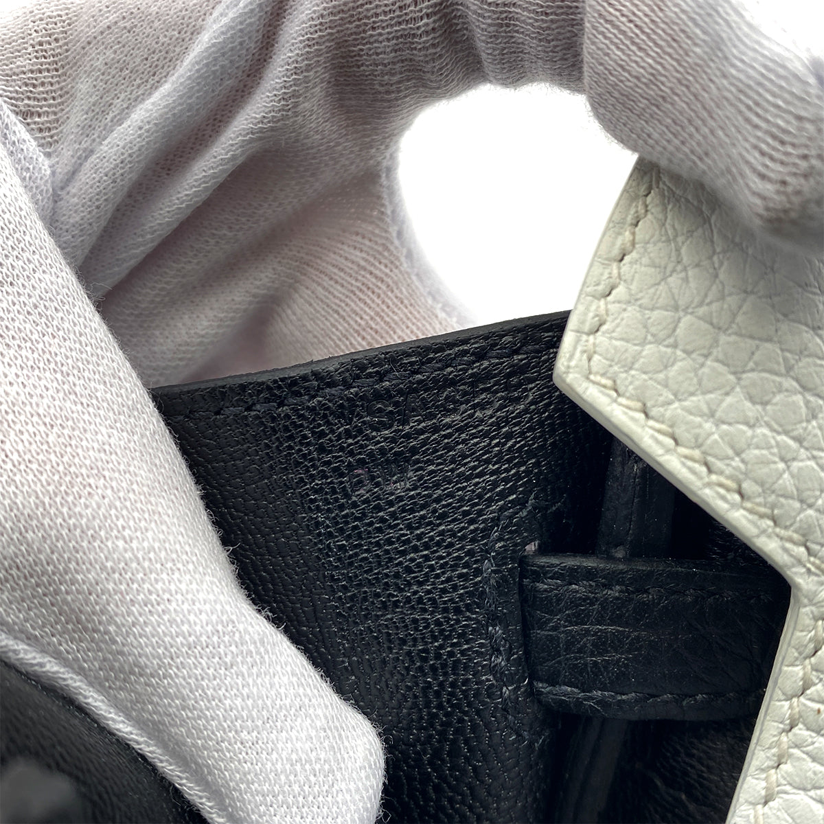 HERMES BIRKIN 25 WHITE BLACK TOGO HAND BAG Y GHW SPO 90305906