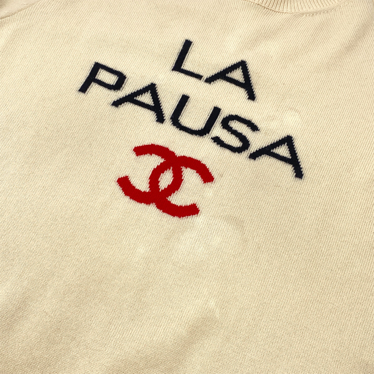 CHANEL LA PAUSA COCOMARK KNIT TOPS BEIGE CASHMERE 42 P60 RTW 90305915 - PURPOSE