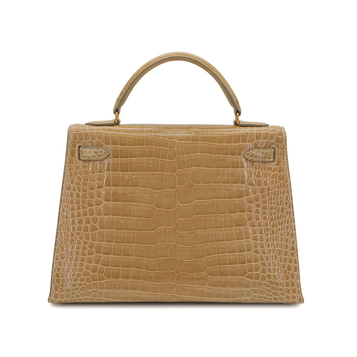 HERMES KELLY 32 SELLIER BEIGE ROSE CROCODILE POROSUS HAND SHOULDER BAG □C GHW 90306274 - PURPOSE
