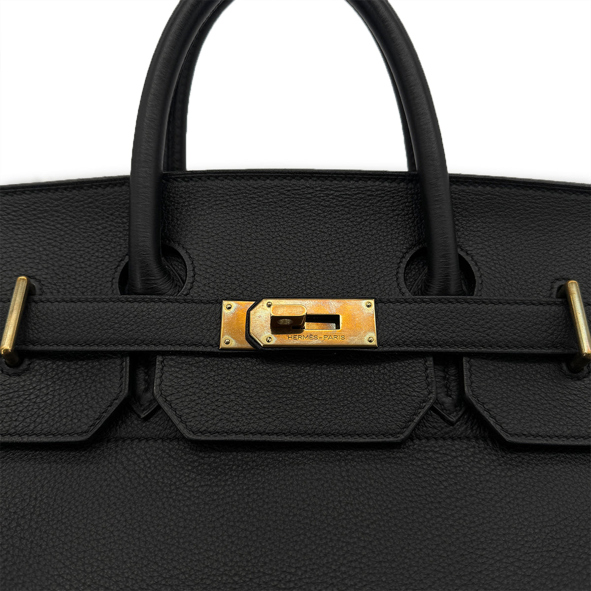 HERMES HAUT A COURROIES 40 BLACK TOGO HAND BAG □F GHW 90306275