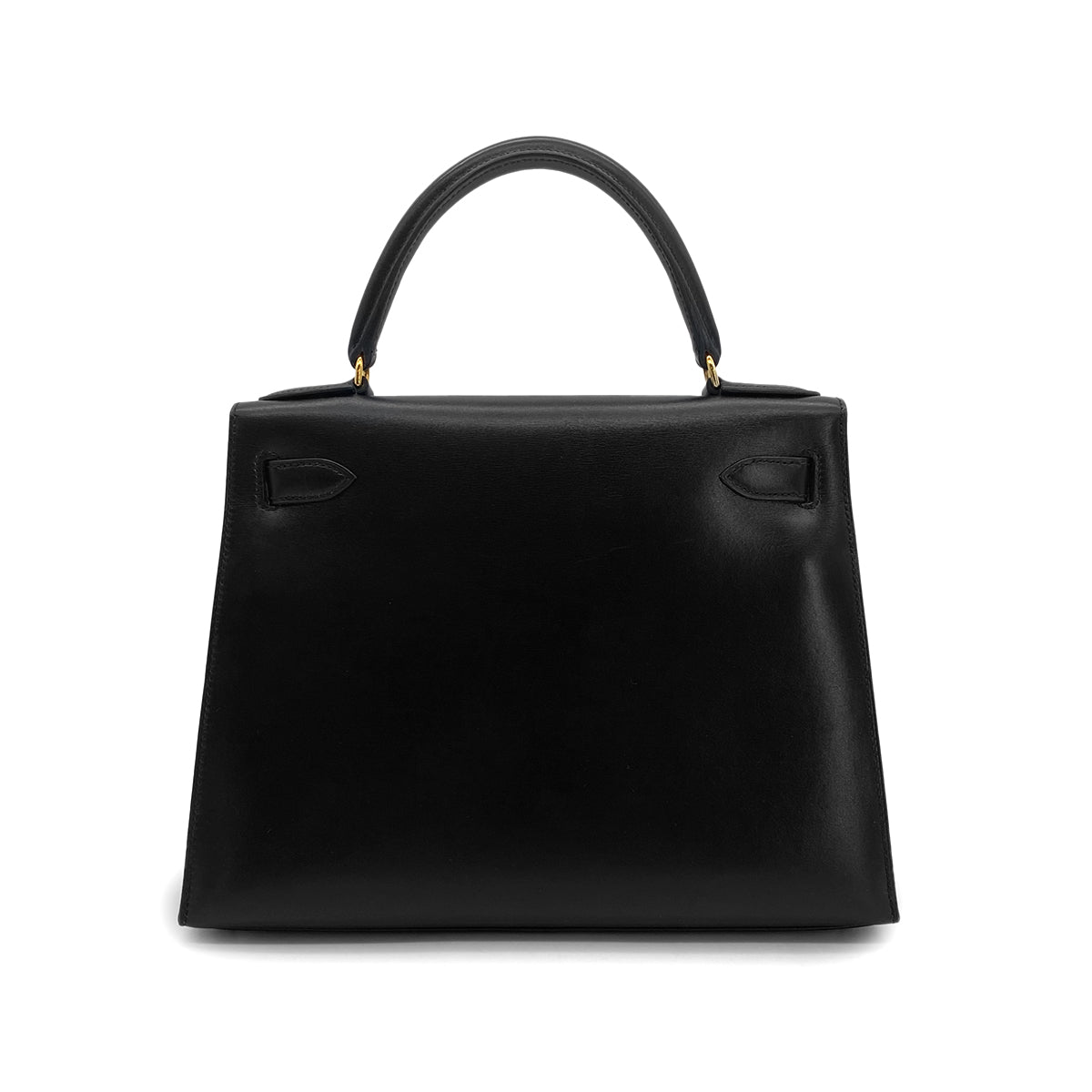 HERMES KELLY 28 SELLIER BLACK BOXCALF HAND SHOULDER BAG □A GHW 90306340