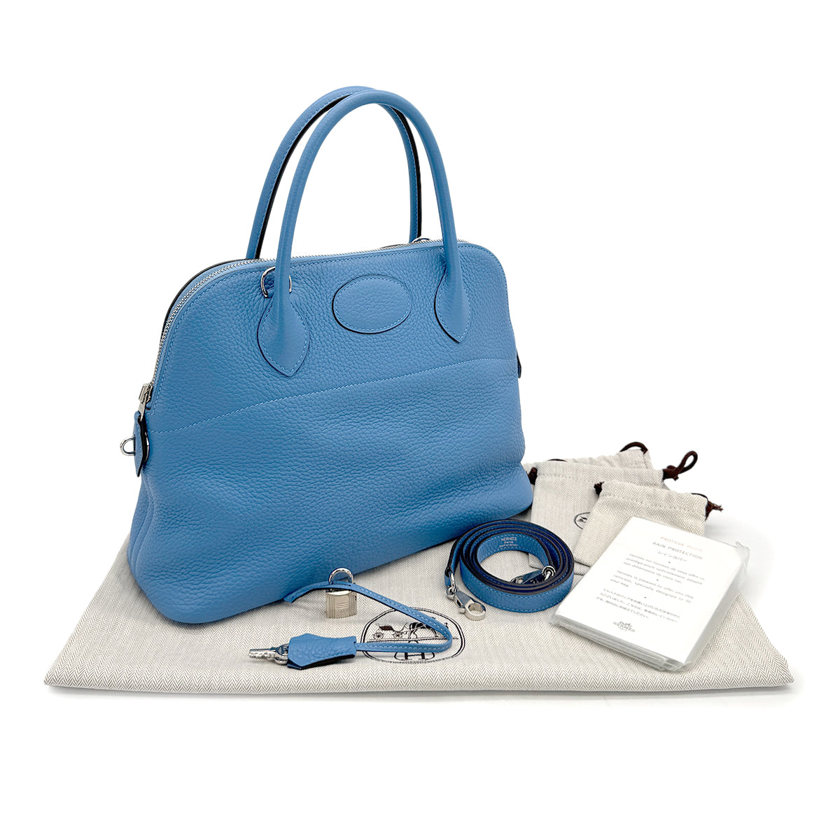 HERMES BOLIDE 31 BLUE PARADISE TAURILLON CLEMENCE HAND SHOULDER BAG T 90306842 - PURPOSE