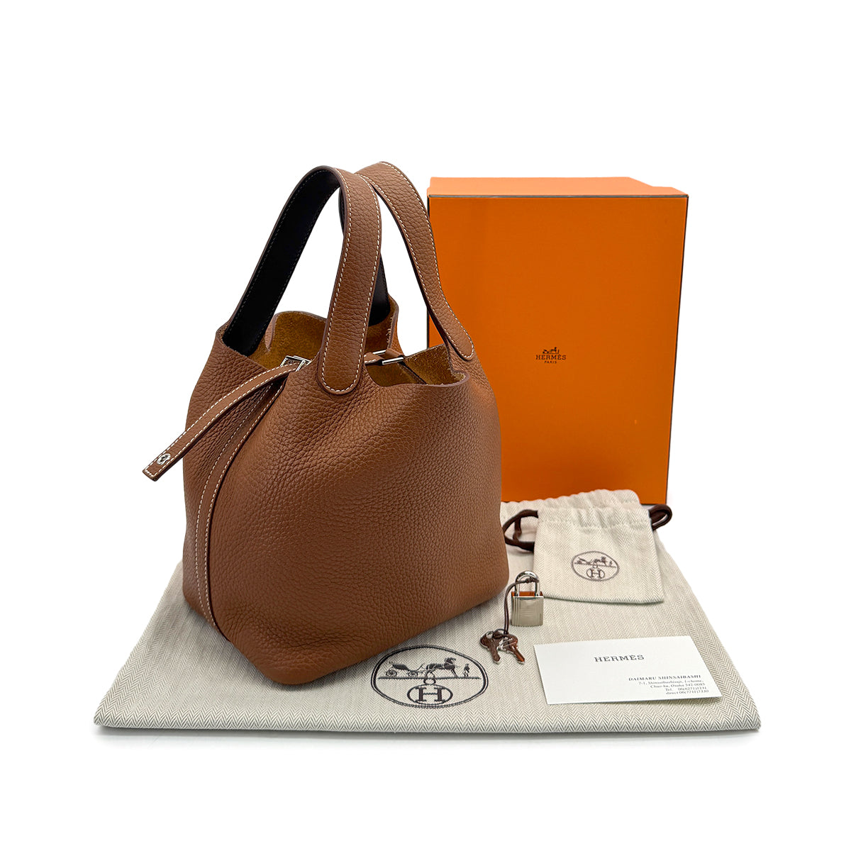 HERMES PICOTIN LOCK PM ECLAT GOLD EBENE TAURILLON CLEMENCE HAND BAG Z PHW 90306852