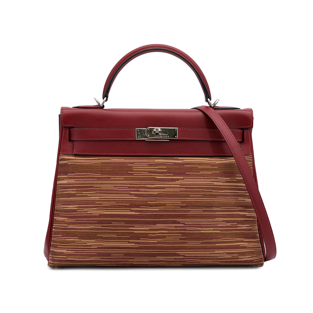 HERMES KELLY 32 RETOURNE ROUGE H BOXCALF VIBRATO HAND SHOULDER BAG □E PHW 90307019