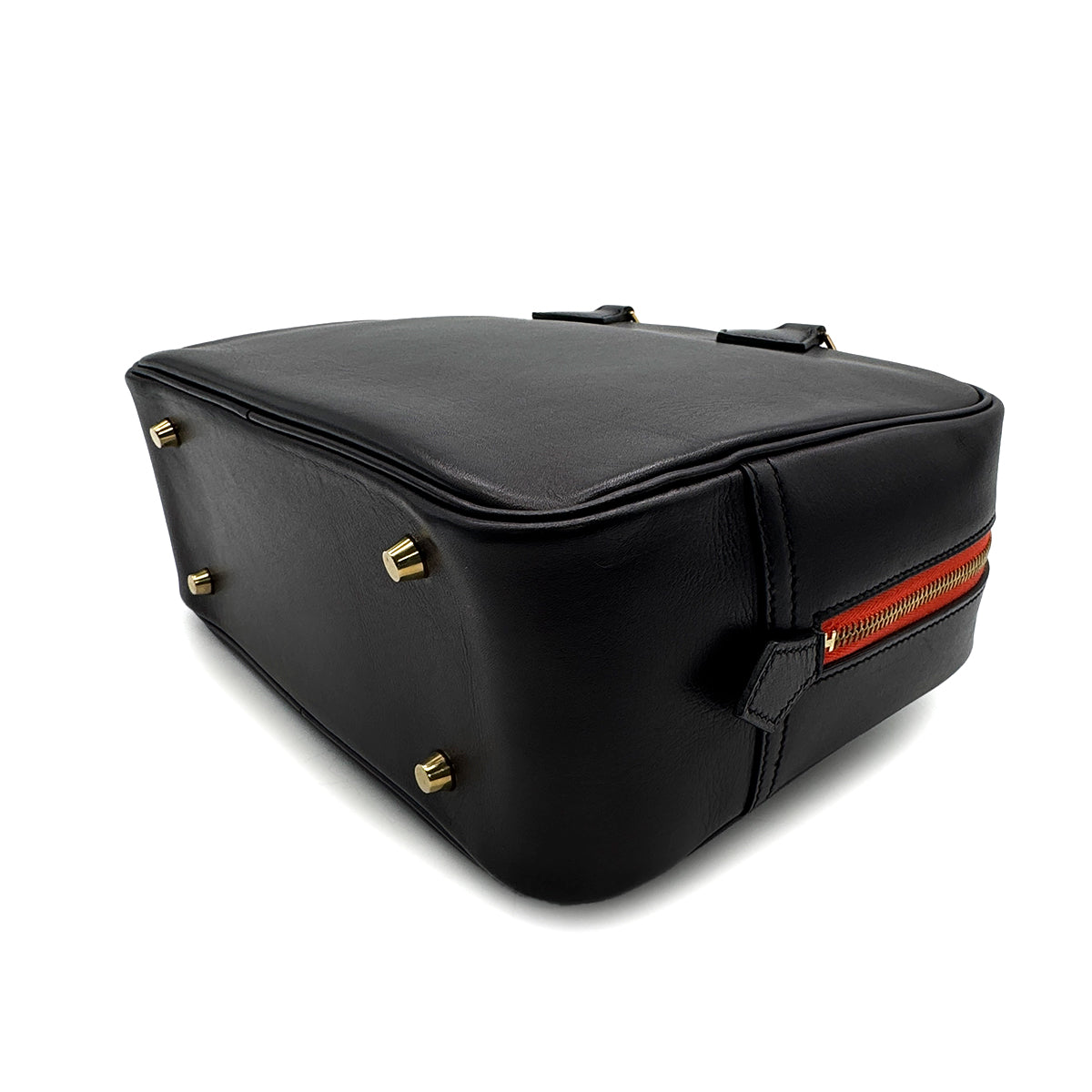 HERMES PLUME 28 VERSO BLACK ORANGE POPPY EVERCOLOR HAND BAG X GHW 90307020