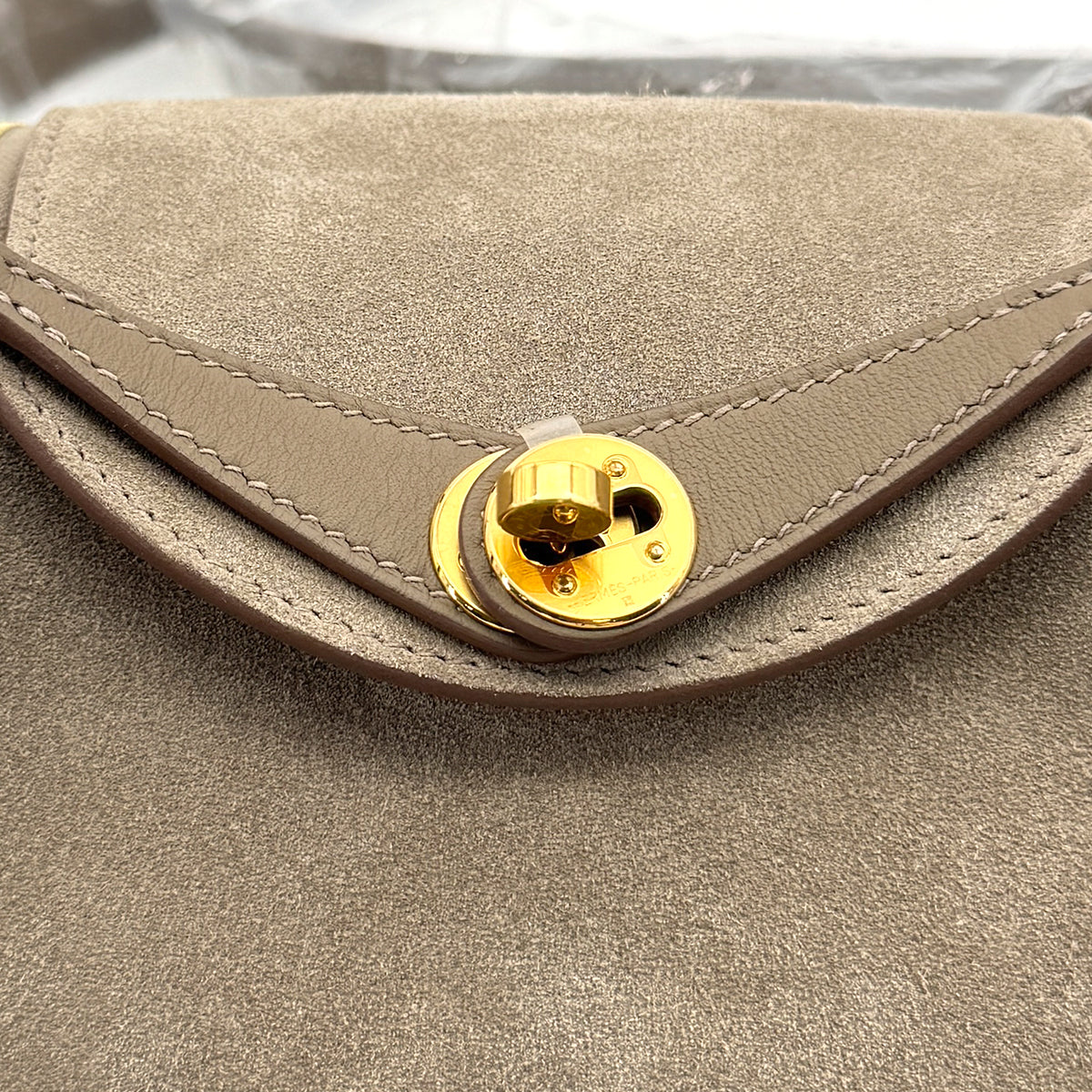 HERMES LINDY MINI 20 ETOUPE GRIS CAILLOU VEAU SWIFT GRIZZLY SHOULDER BAG W GHW 90307211