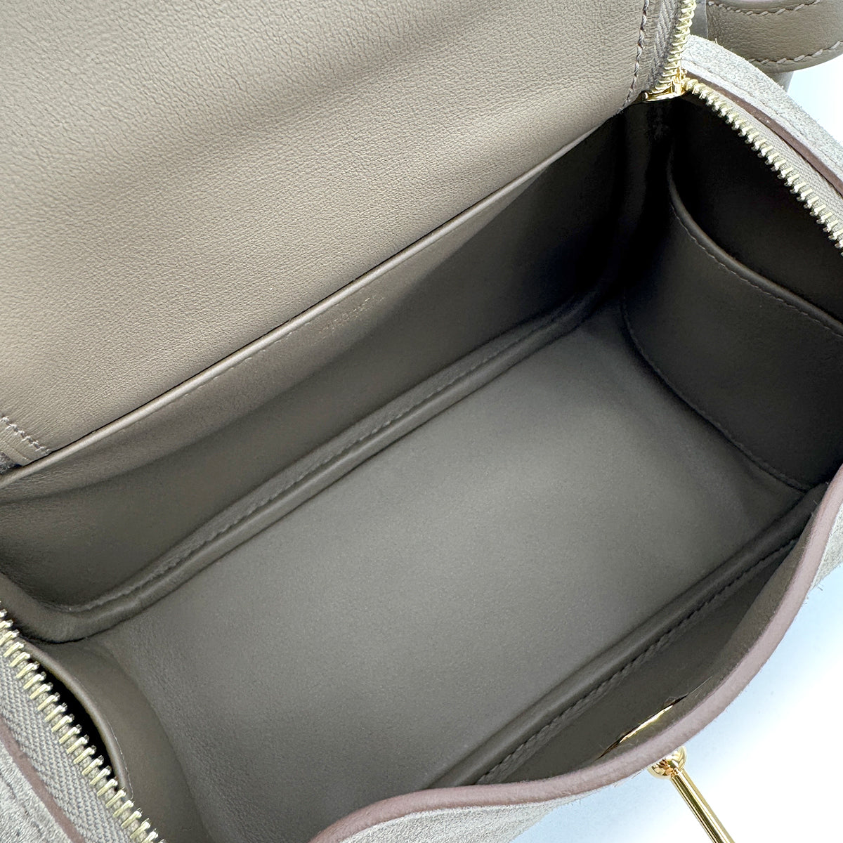 HERMES LINDY MINI 20 ETOUPE GRIS CAILLOU VEAU SWIFT GRIZZLY SHOULDER BAG W GHW 90307211