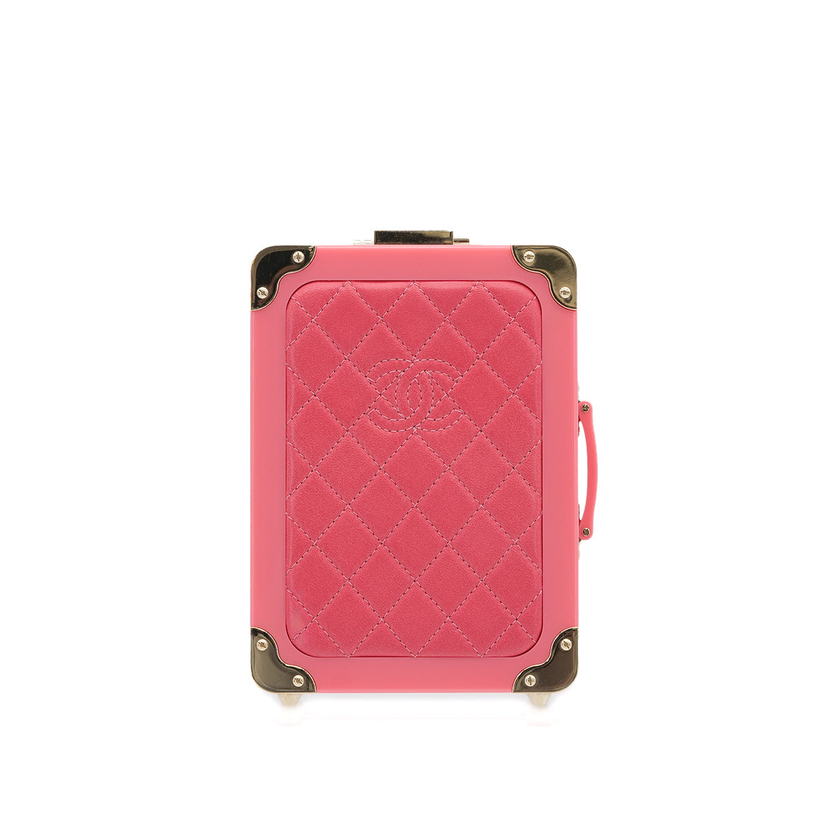 CHANEL EVENING IN THE AIR SUITCASE CHAIN SHOULDER BAG PINK PLASTIC LEATHER 90307214