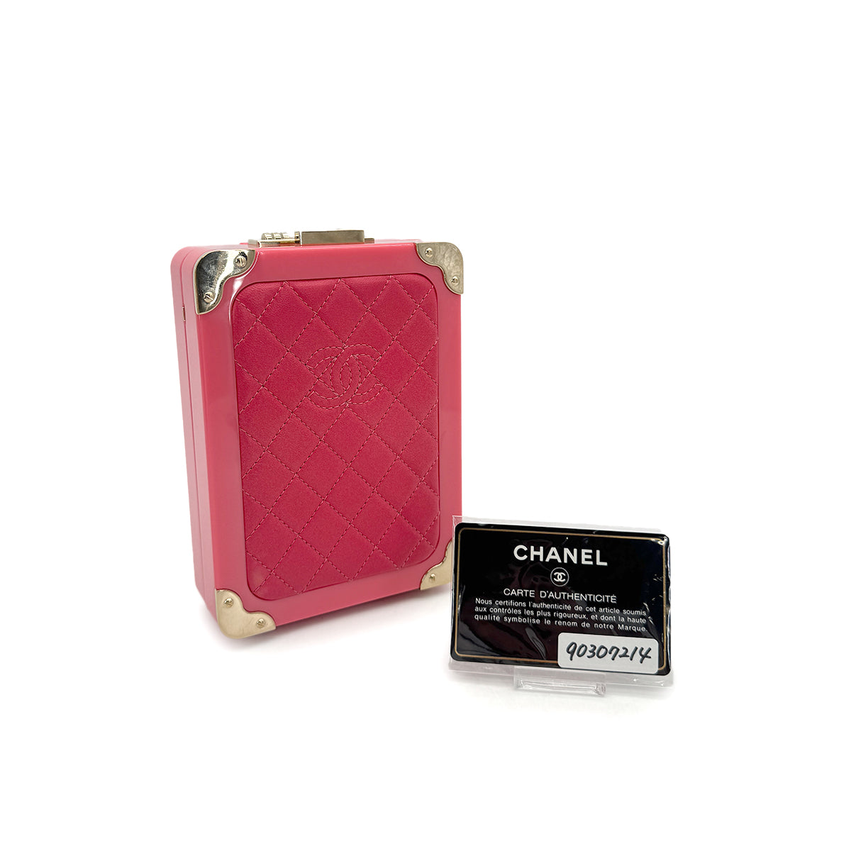 CHANEL EVENING IN THE AIR SUITCASE CHAIN SHOULDER BAG PINK PLASTIC LEATHER 90307214