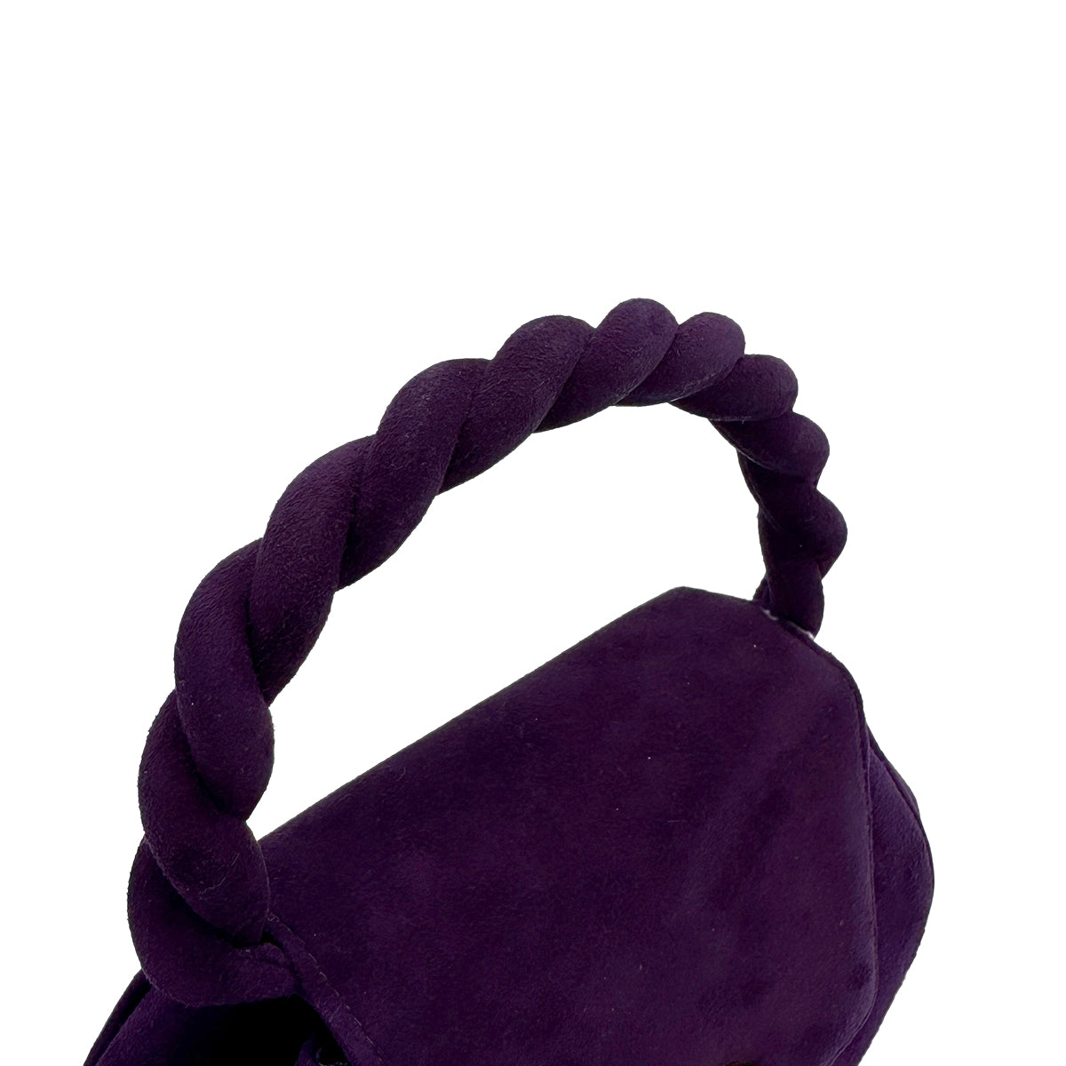 CHANEL VINTAGE TURN LOCK HAND BAG PURPLE SUEDE 90307218