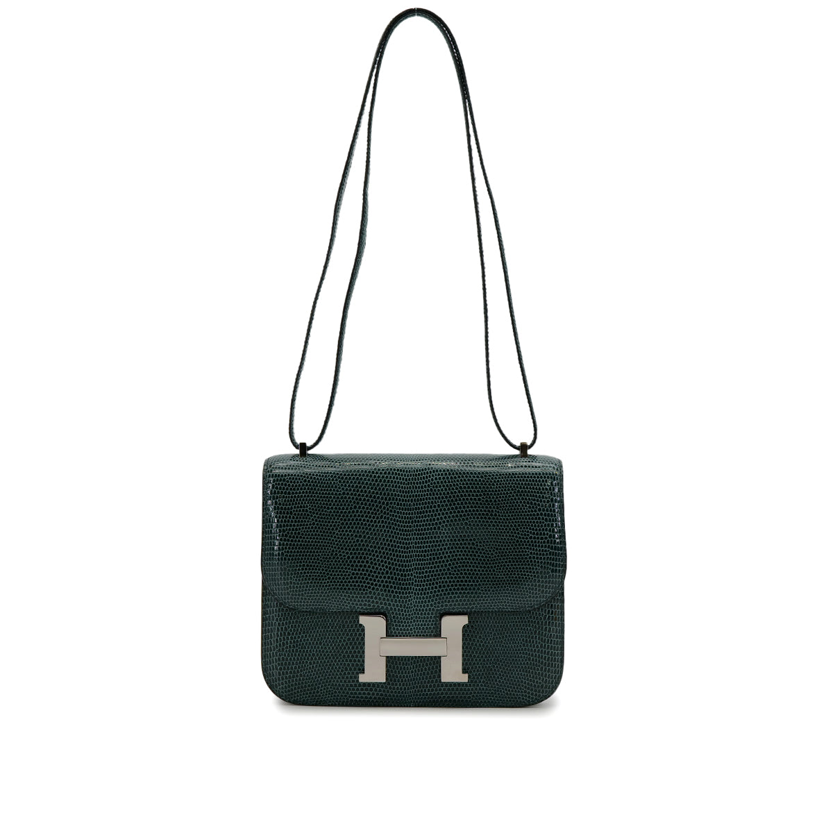 HERMES CONSTANCE MINI 18 VERT CYPRESS LIZARD SHOULDER BAG U PHW 90307375