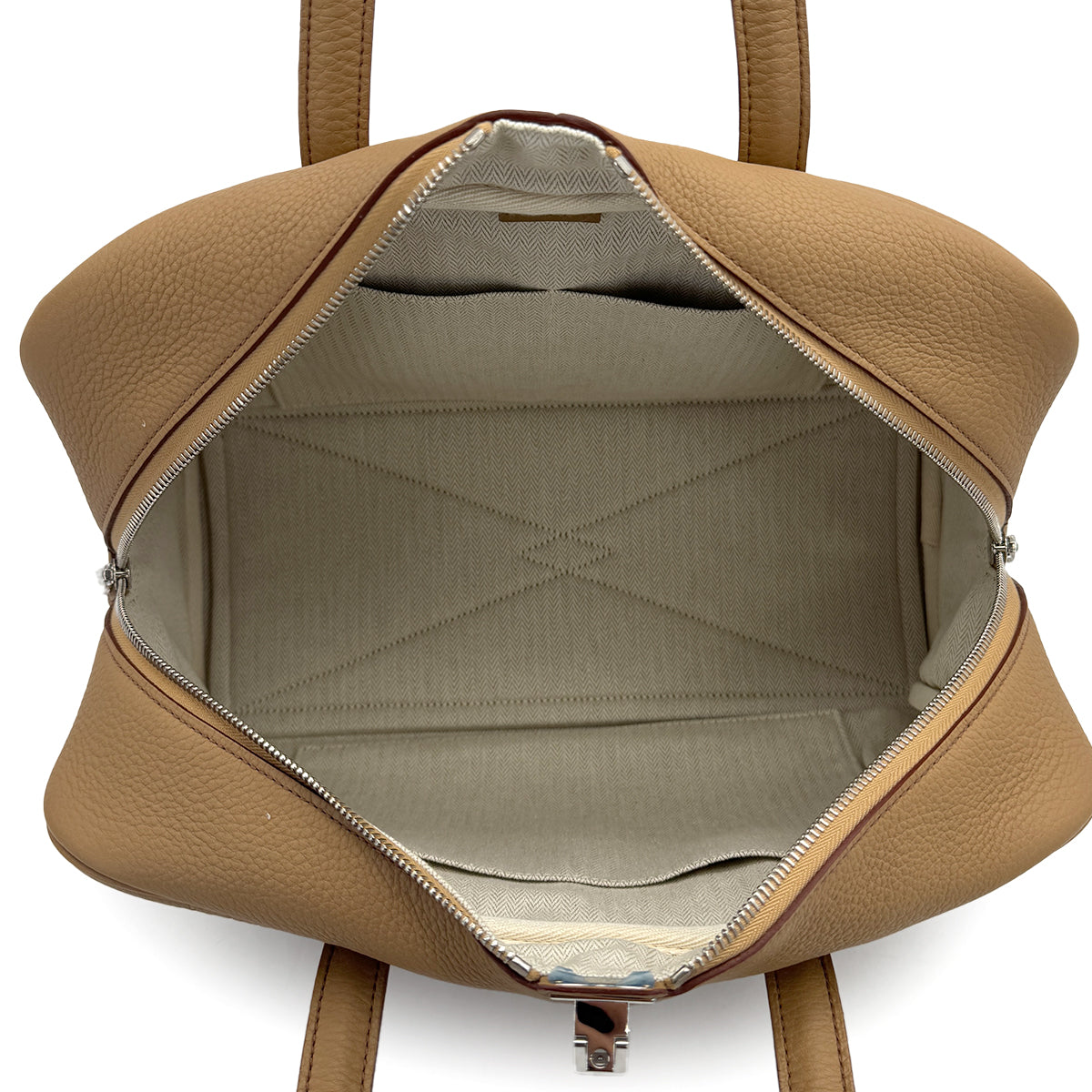 HERMES VICTORIA 35 TABAC CAMEL TAURILLON CLEMENCE HAND BAG □L PHW 90307381