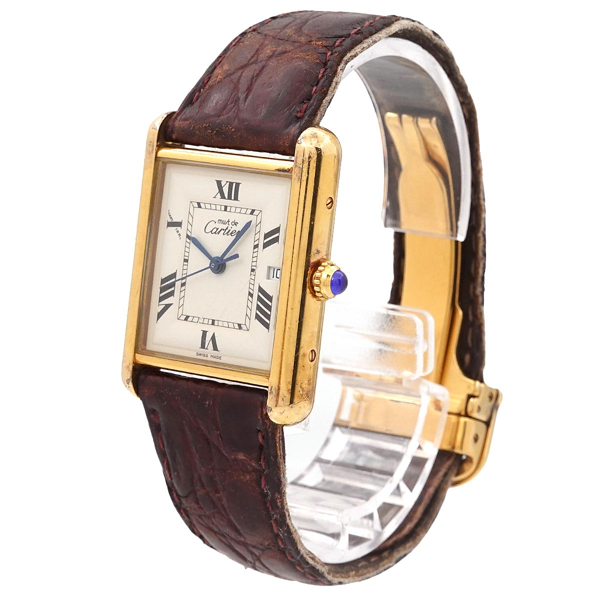 Cartier Must Tank Vermeil W1013754 Men's Ivory SV925 Quartz Watch 90307794