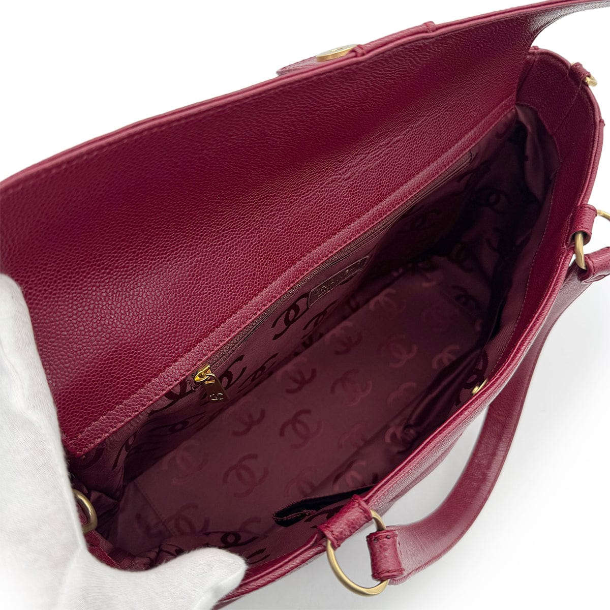 CHANEL VINTAGE COCOMARK TOTE SHOULDER BAG RED CAVIAR SKIN 90307804