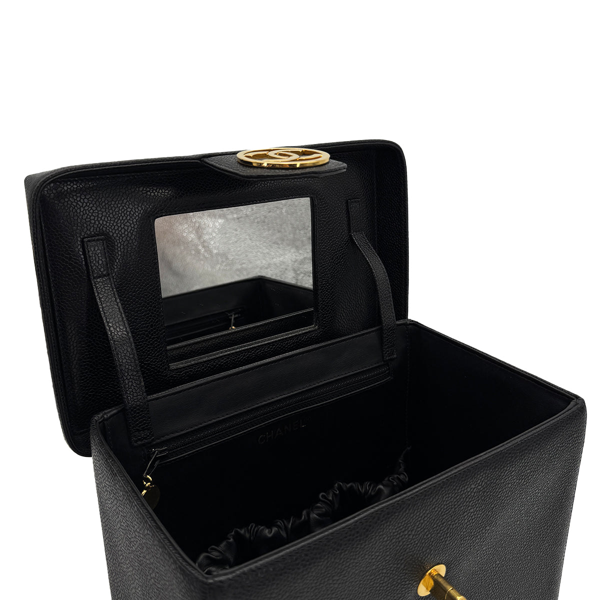 CHANEL VINTAGE TURN LOCK 2WAY VANITY HAND SHOULDER BAG BLACK CAVIAR SKIN 90308246 - PURPOSE