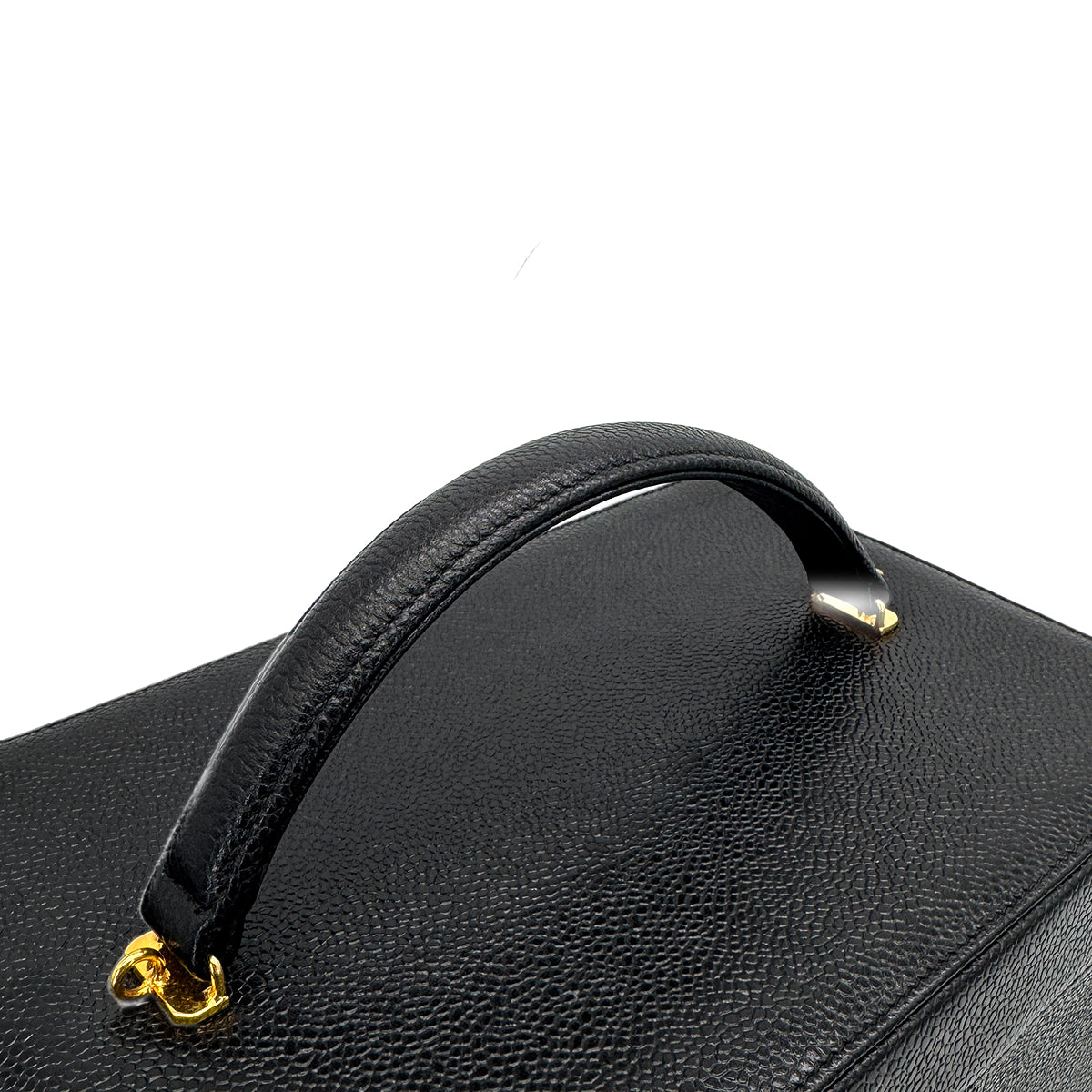 CHANEL VINTAGE VANITY COCOMARK HAND SHOULDER BAG BLACK CAVIAR SKIN 90308353