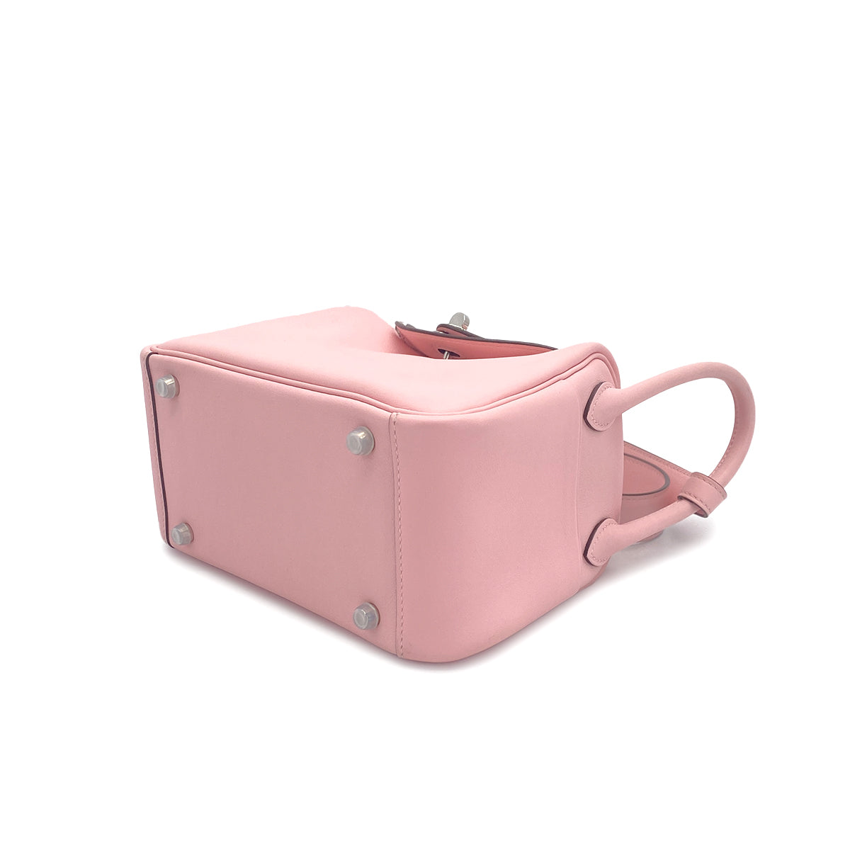 HERMES LINDY MINI ROSE SAKURA VEAU SWIFT SHOULDER BAG Z PALLADIUM HARDWARE 90308976