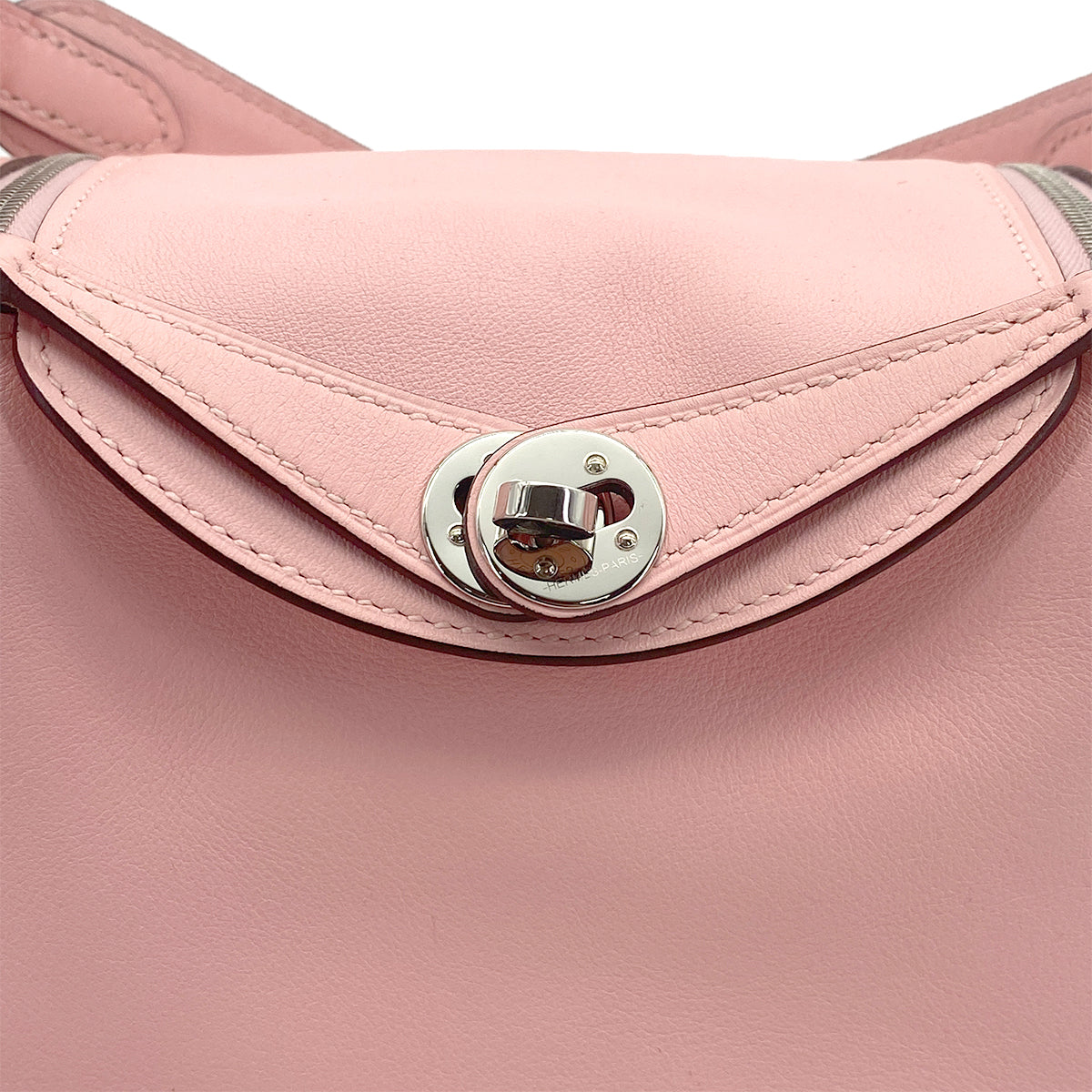 HERMES LINDY MINI ROSE SAKURA VEAU SWIFT SHOULDER BAG Z PALLADIUM HARDWARE 90308976