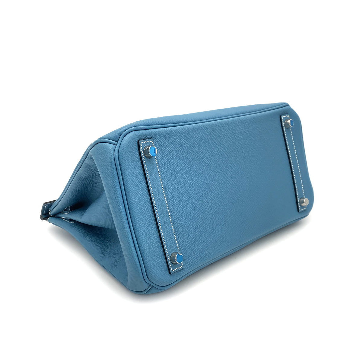 HERMES BIRKIN 30 BLUE JEAN EPSOM HAND BAG □L PALLADIUM HARDWARE 90308977