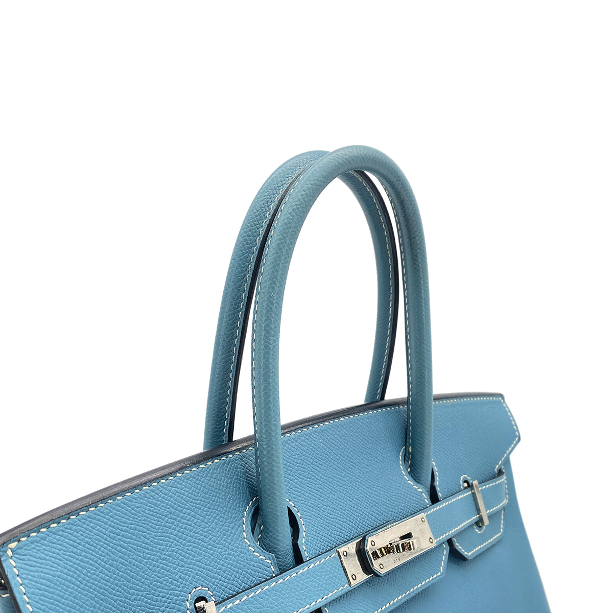 HERMES BIRKIN 30 BLUE JEAN EPSOM HAND BAG □L PALLADIUM HARDWARE 90308977