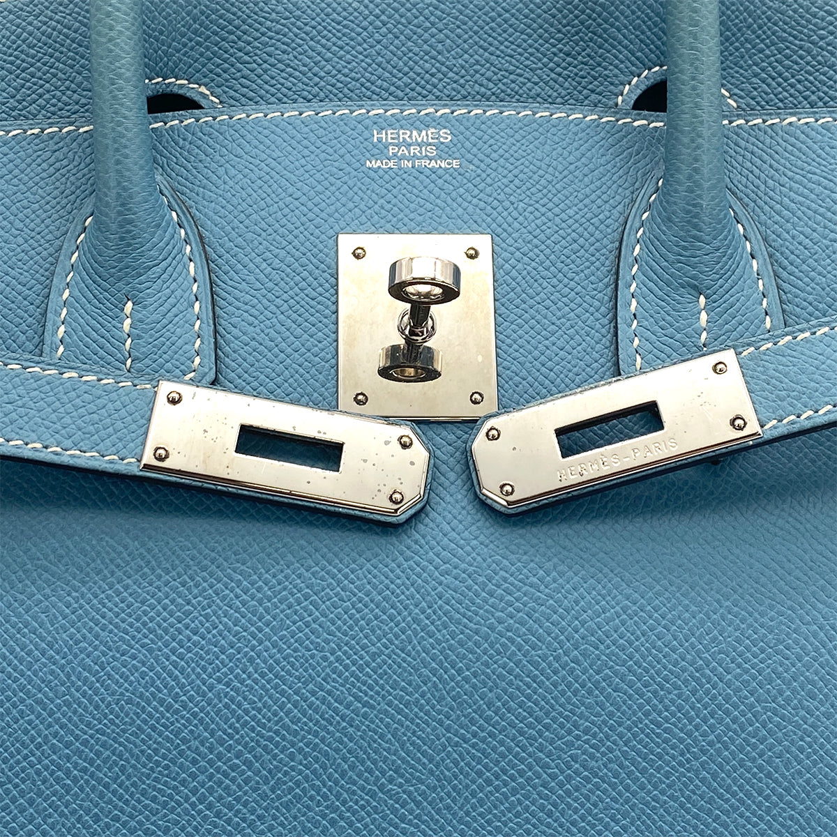 HERMES BIRKIN 30 BLUE JEAN EPSOM HAND BAG □L PALLADIUM HARDWARE 90308977