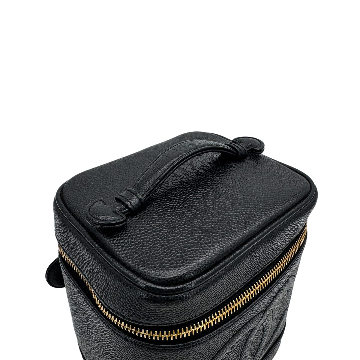 PURPOSE CHANEL VINTAGE VANITY HAND BAG BLACK CAVIAR SKIN 90308983