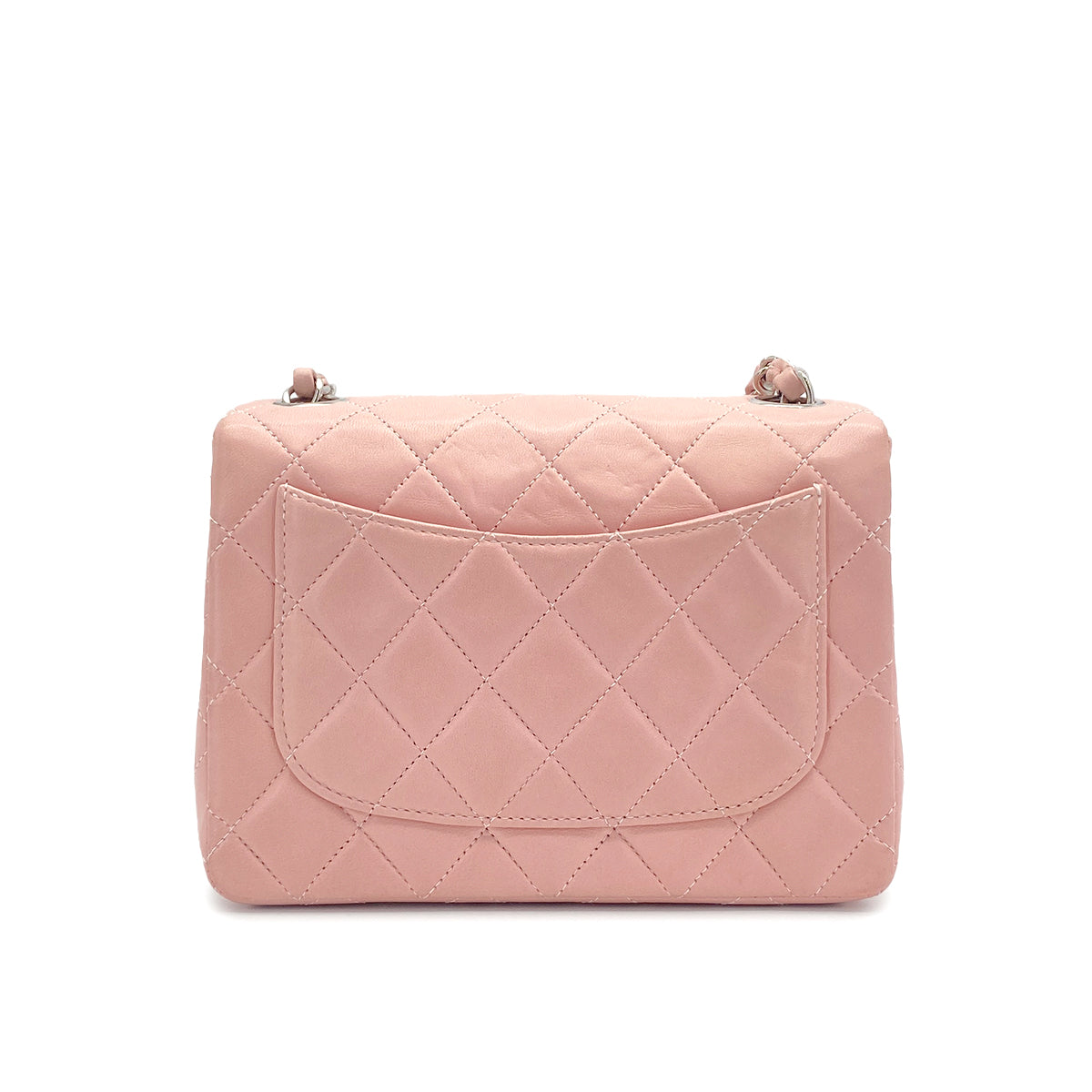 CHANEL VINTAGE MINI SQUARE 17 CHAIN SHOULDER BAG PINK LAMB SKIN 90308993